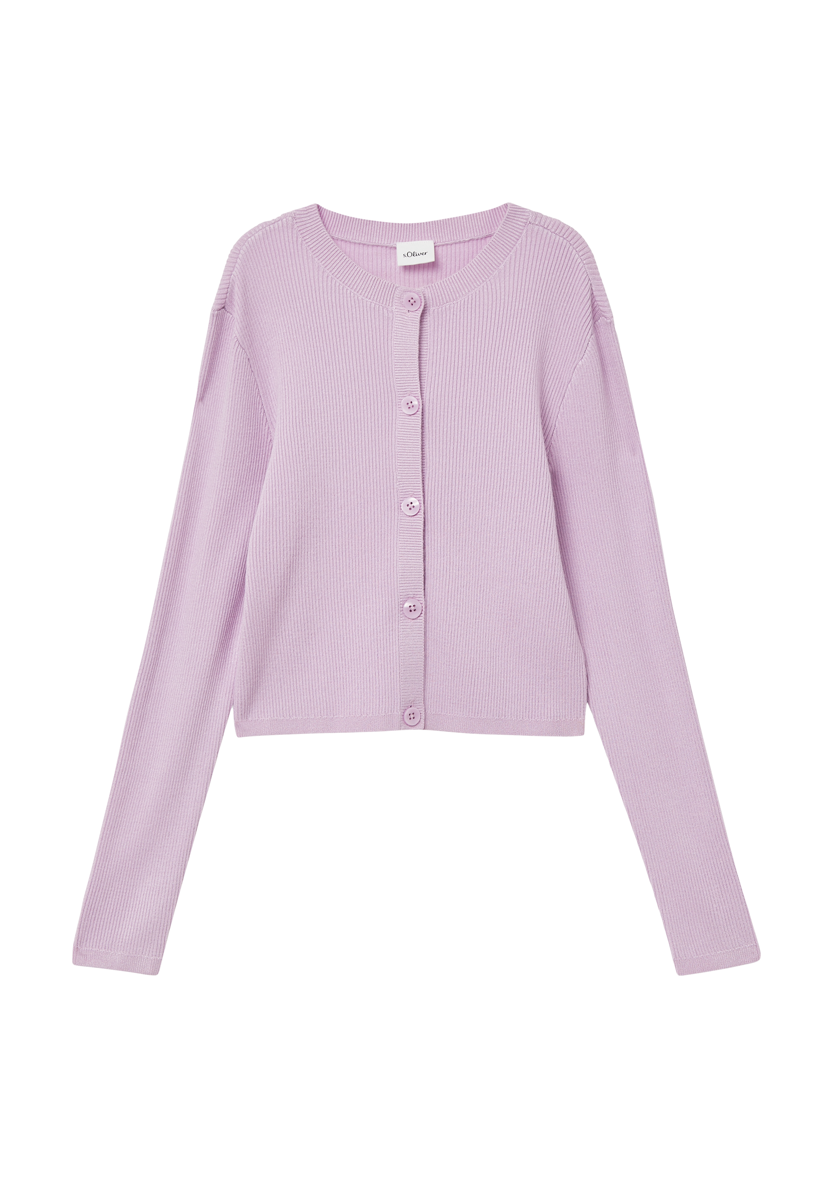 s.Oliver - Verkürzter Cardigan im Slim Fit aus Strickjersey, Mädchen, lila
