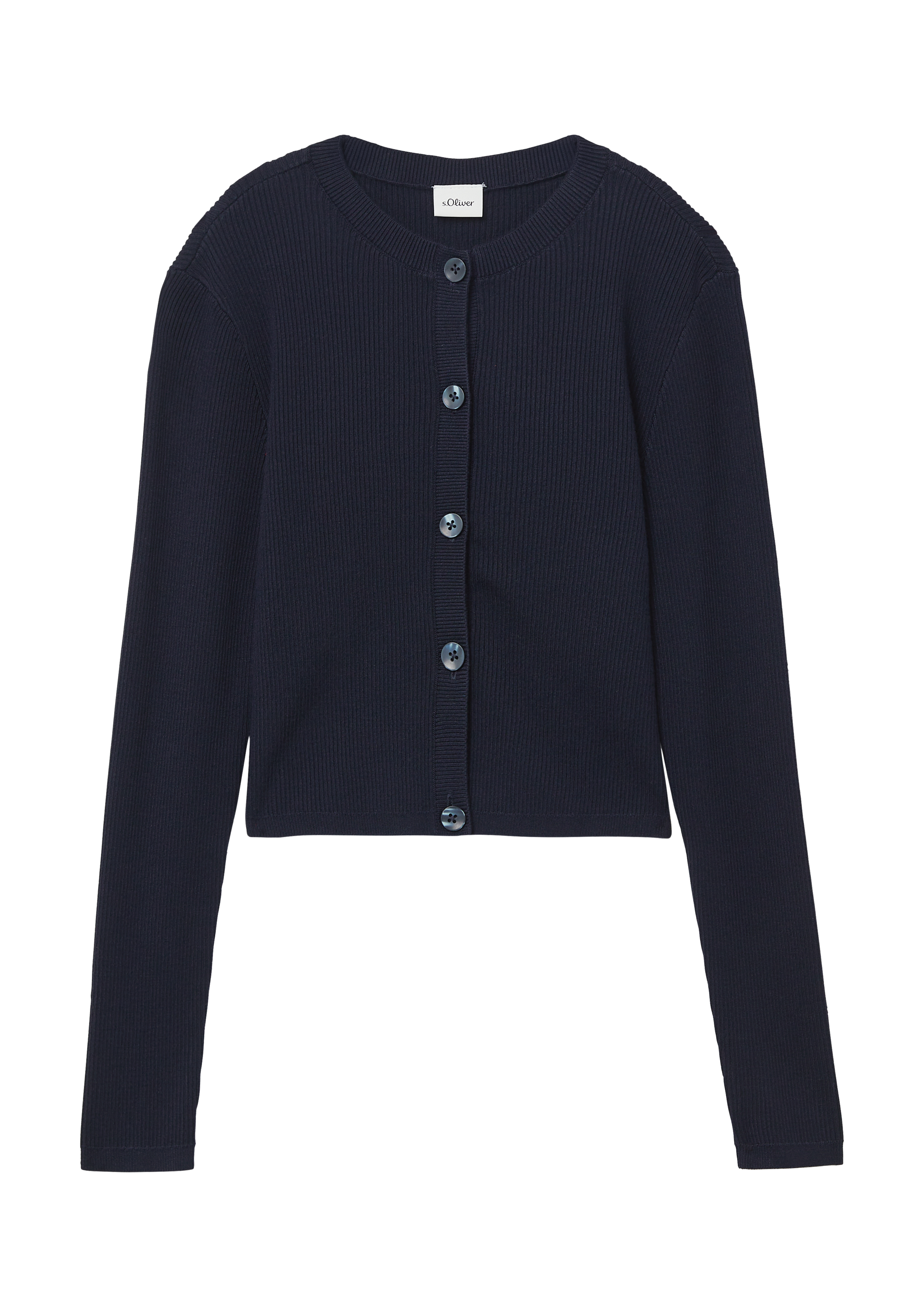 s.Oliver - Verkürzter Cardigan im Slim Fit aus Strickjersey, Mädchen, blau