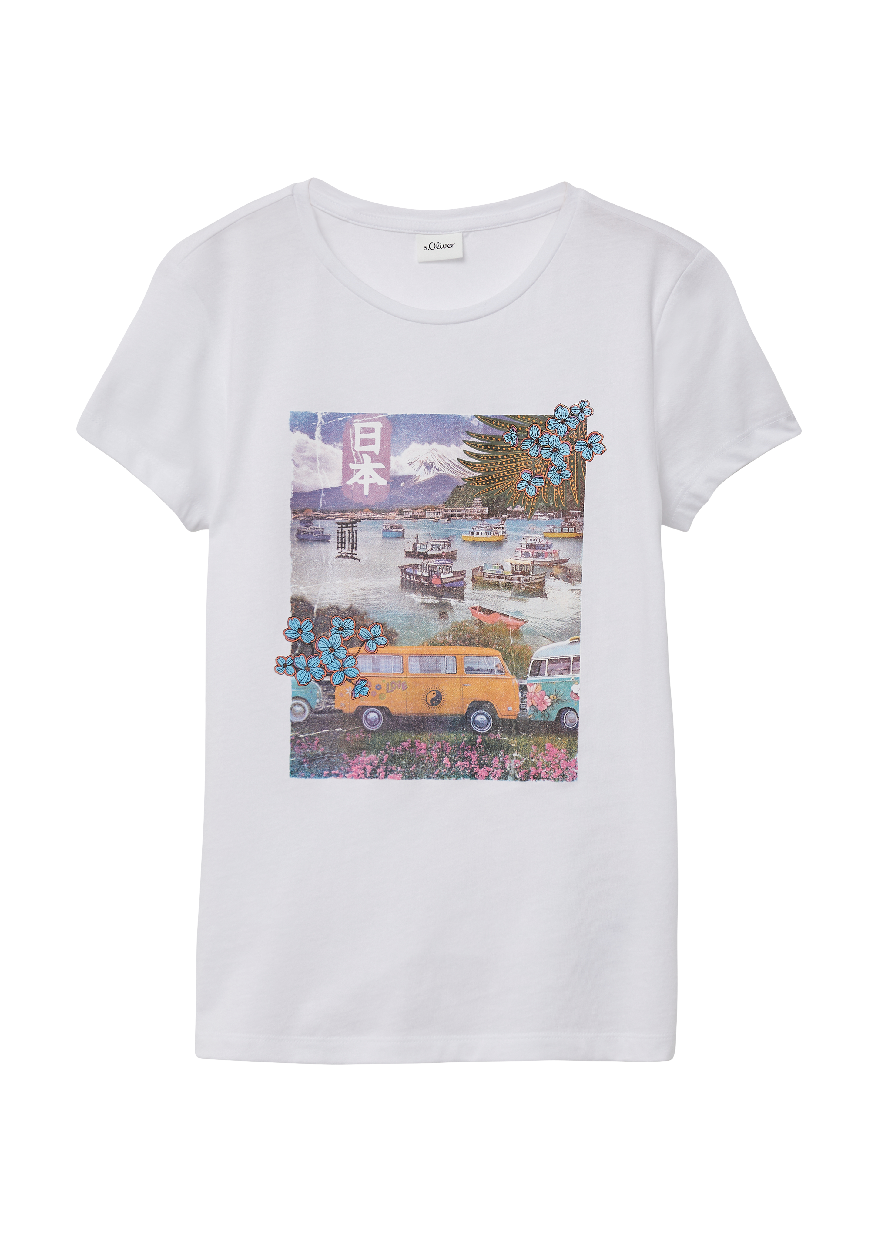 s.Oliver - T-Shirt aus Baumwolle mit Fotoprint, Mädchen, weiß
