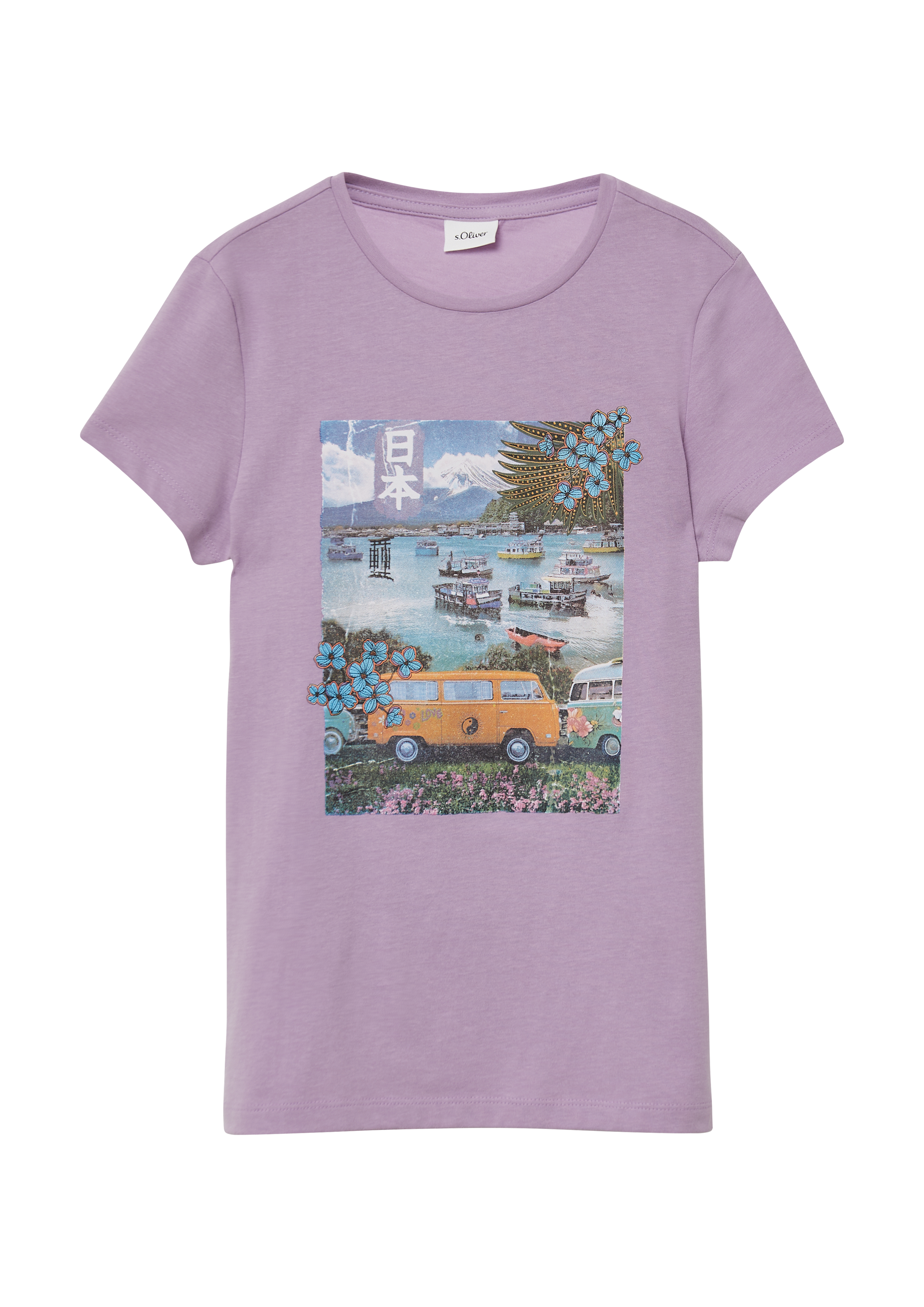 s.Oliver - T-Shirt aus Baumwolle mit Fotoprint, Mädchen, lila