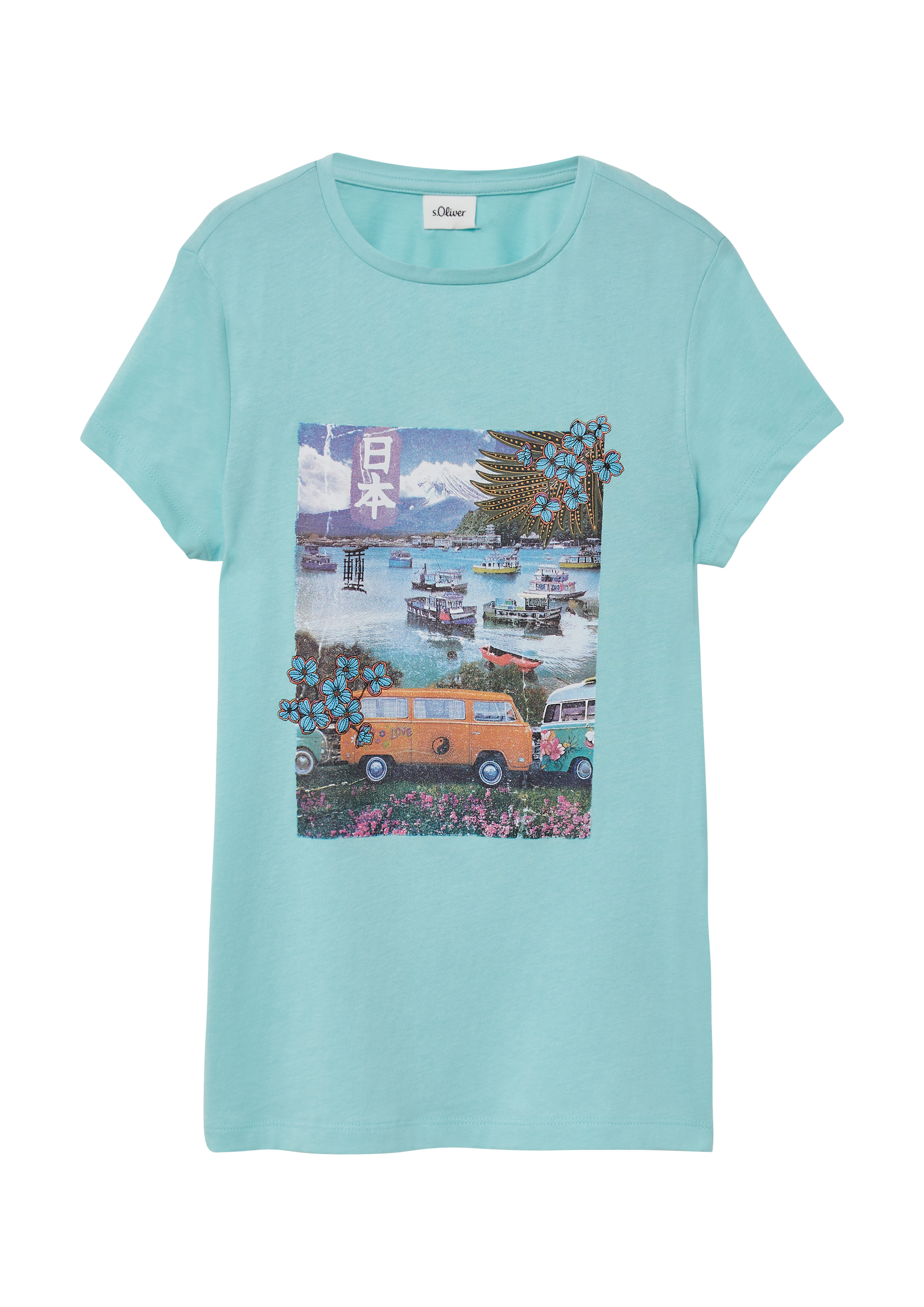 s.Oliver - T-Shirt aus Baumwolle mit Fotoprint, Mädchen, türkis