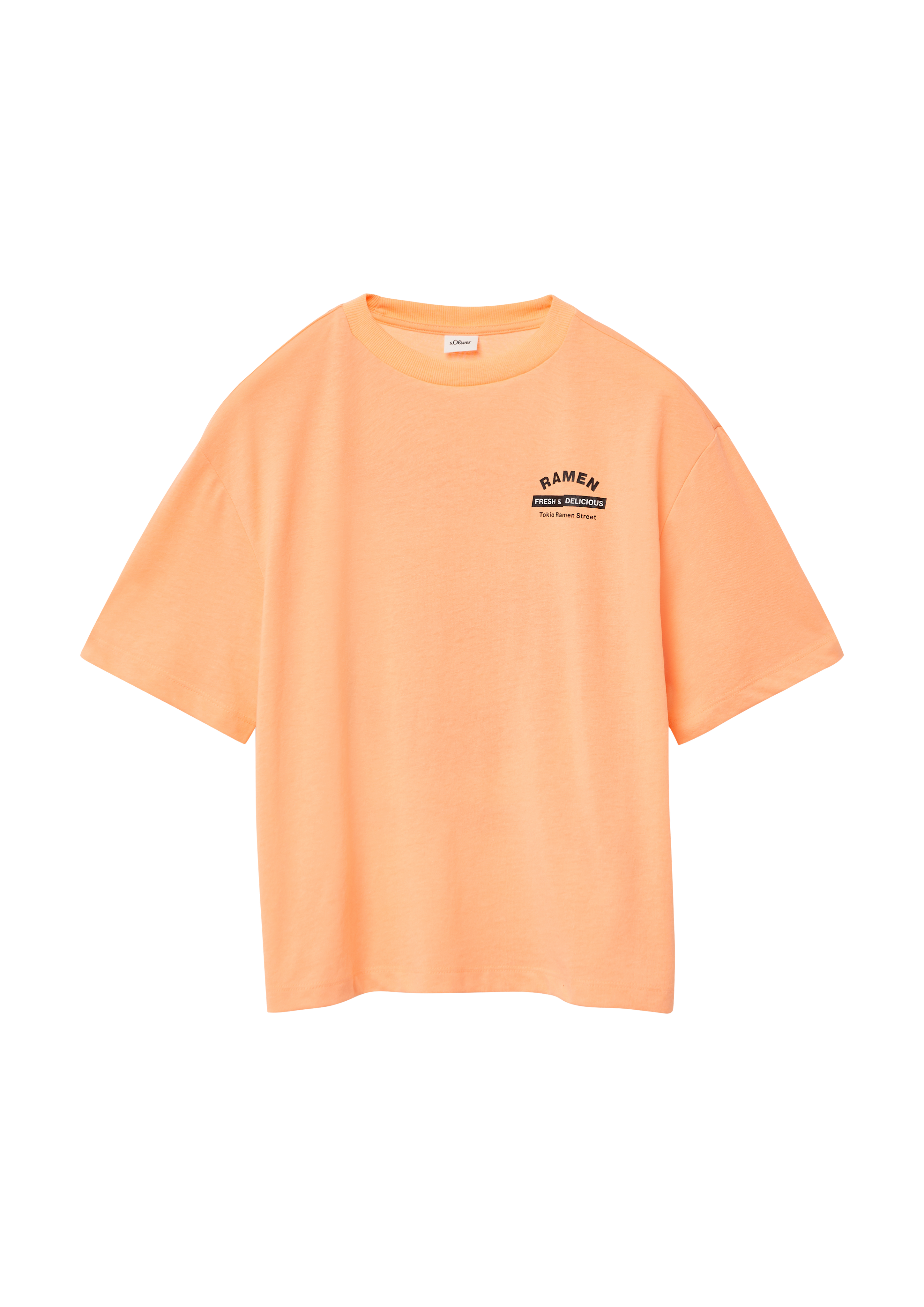 s.Oliver - Boxy T-Shirt mit Front- und Rückenprint, Mädchen, Orange