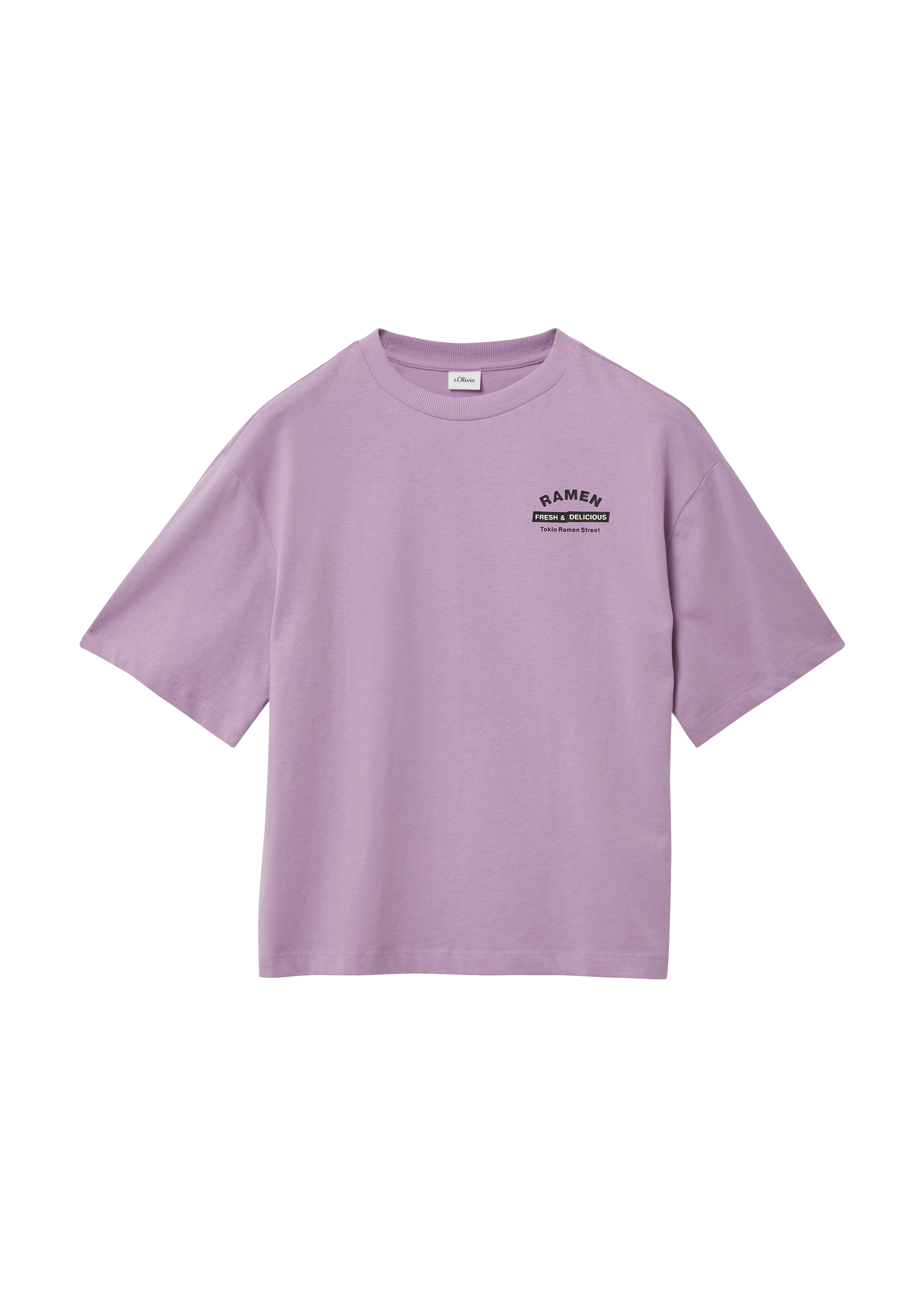 s.Oliver - Boxy T-Shirt mit Front- und Rückenprint, Mädchen, lila