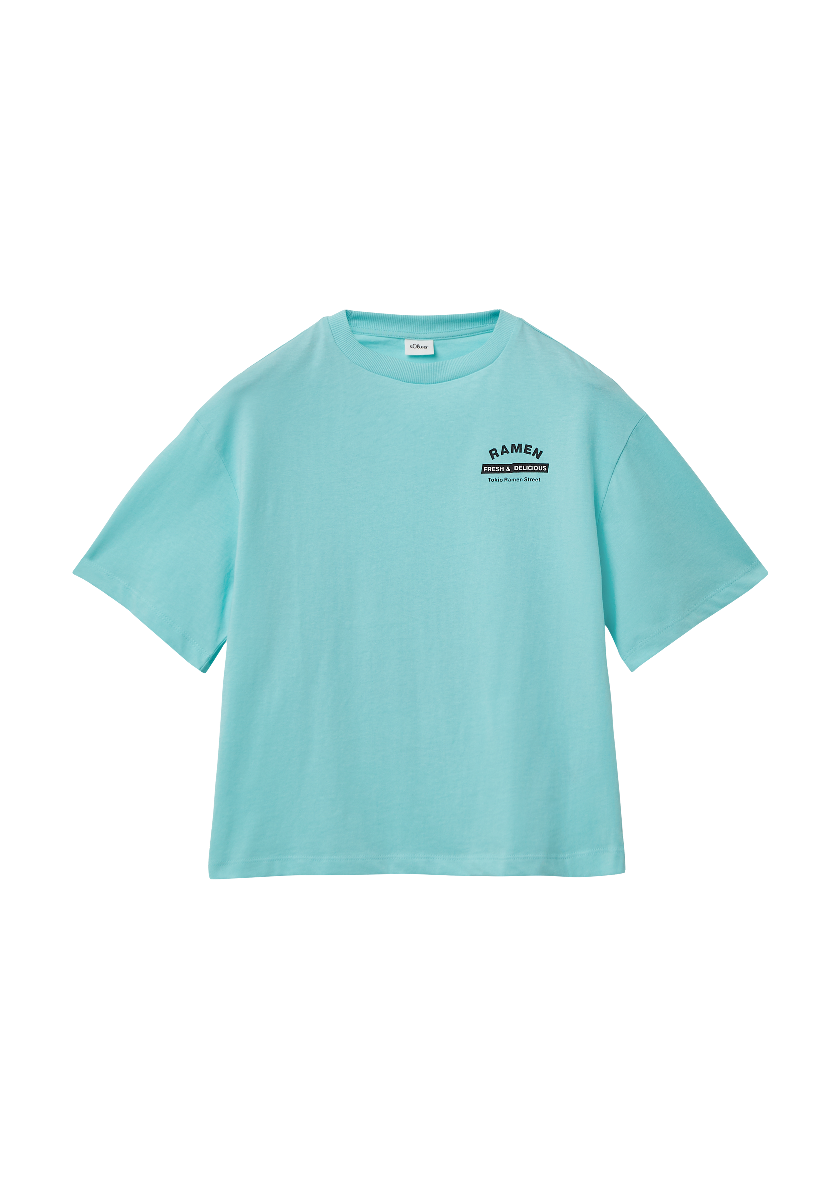 s.Oliver - Boxy T-Shirt mit Front- und Rückenprint, Mädchen, türkis