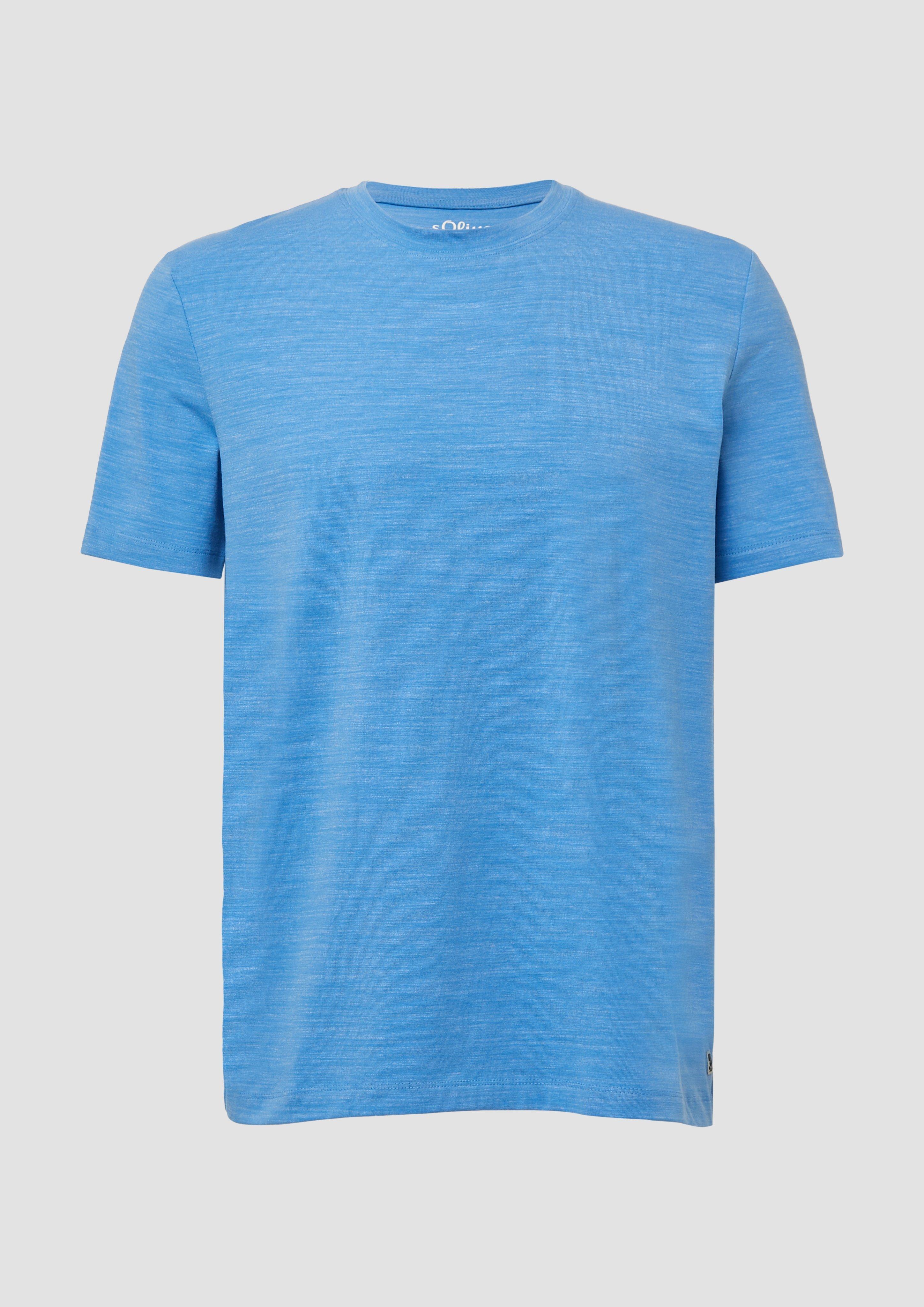 s.Oliver - Meliertes T-Shirt aus Baumwollmix, Herren, blau