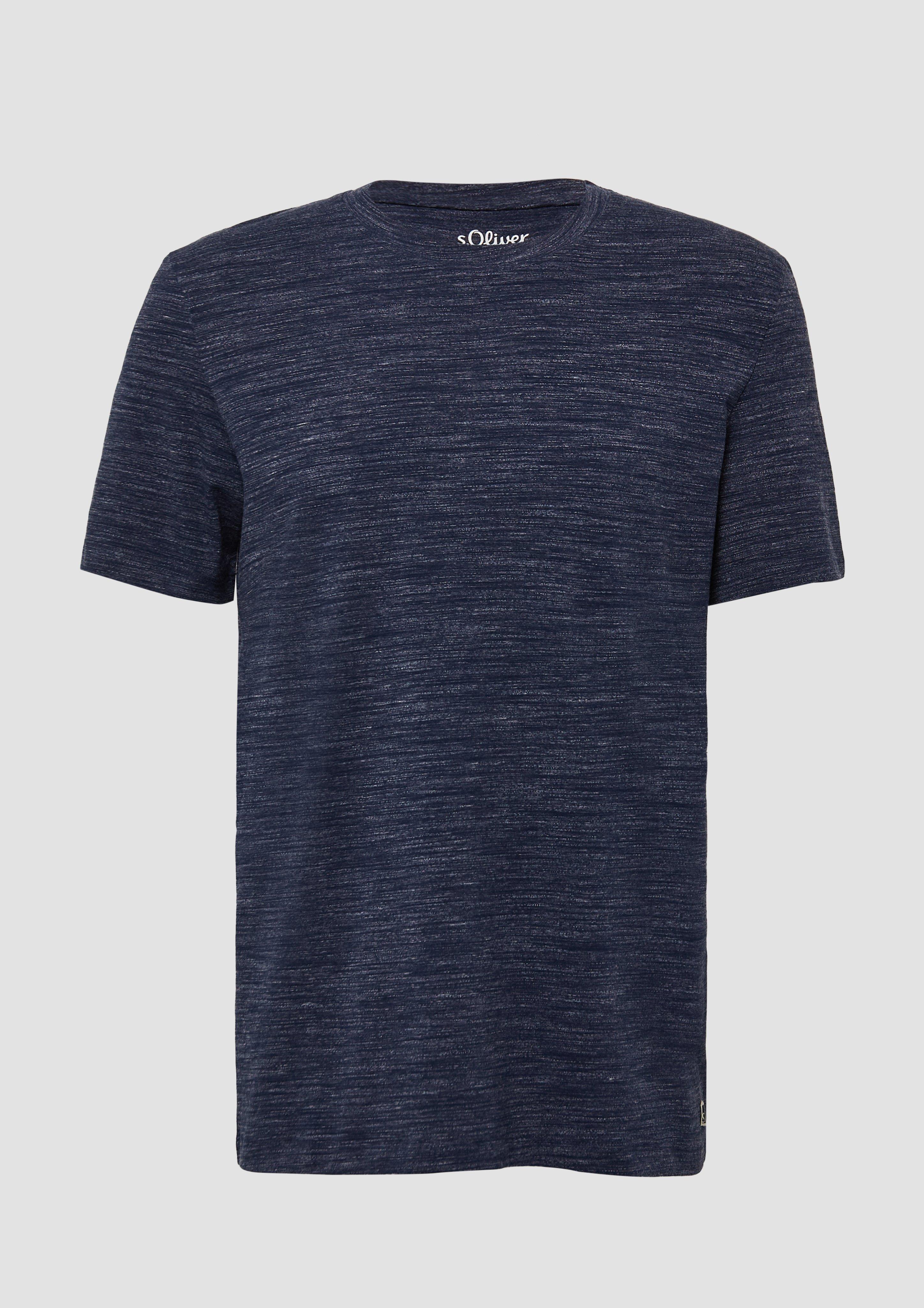 s.Oliver - Meliertes T-Shirt aus Baumwollmix, Herren, blau