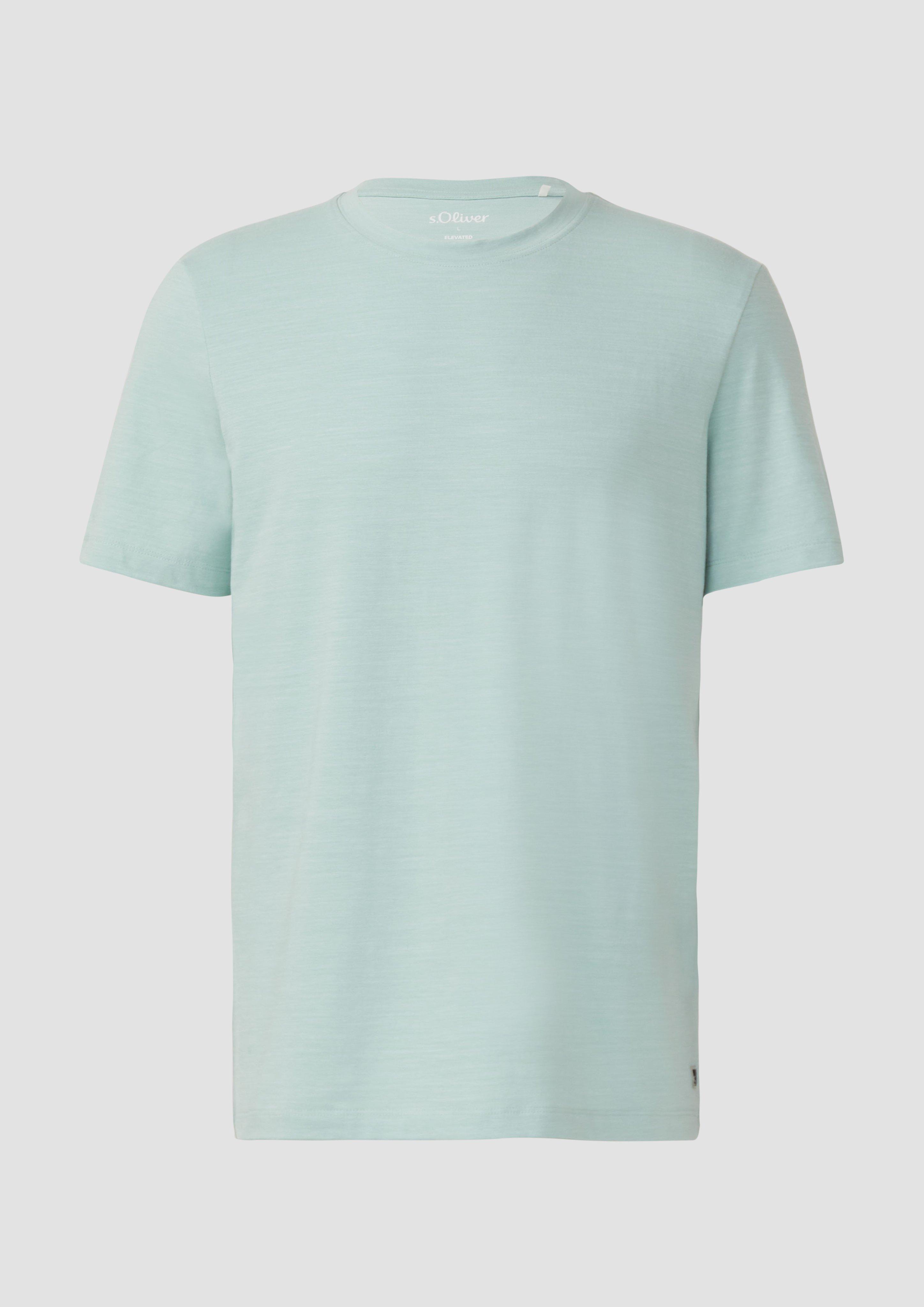 s.Oliver - Meliertes T-Shirt aus Baumwollmix, Herren, türkis