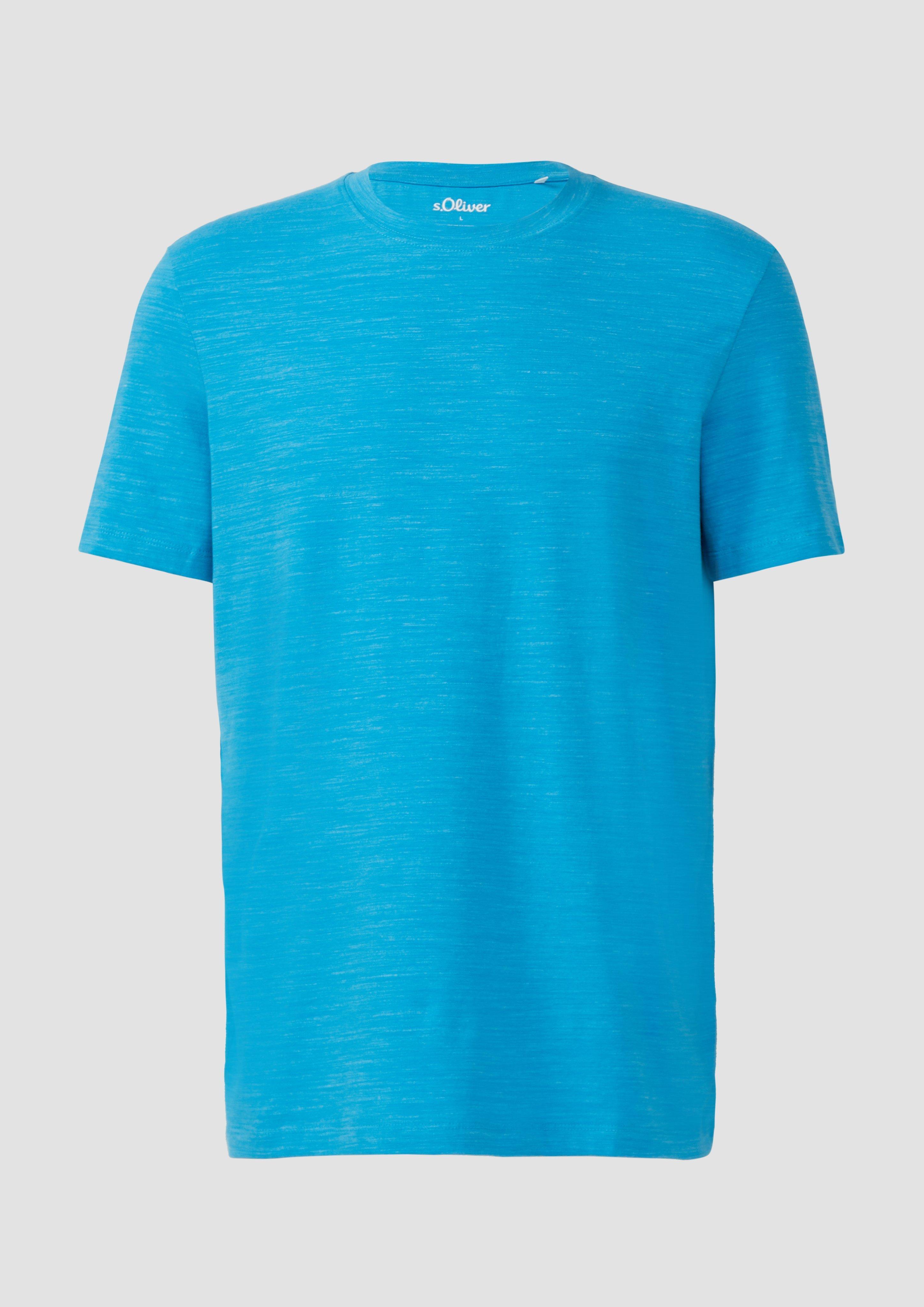 s.Oliver - Meliertes T-Shirt aus Baumwollmix, Herren, türkis