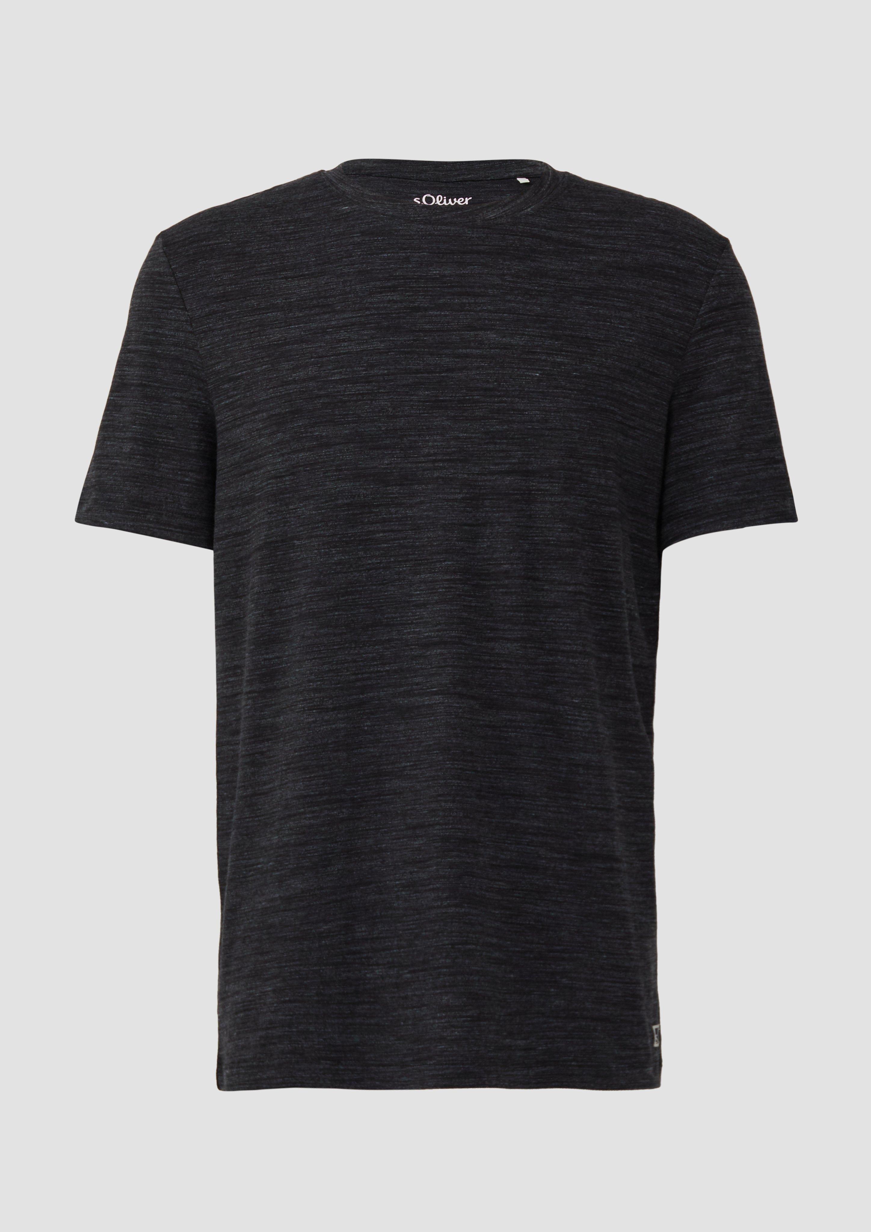 s.Oliver - Meliertes T-Shirt aus Baumwollmix, Herren, schwarz