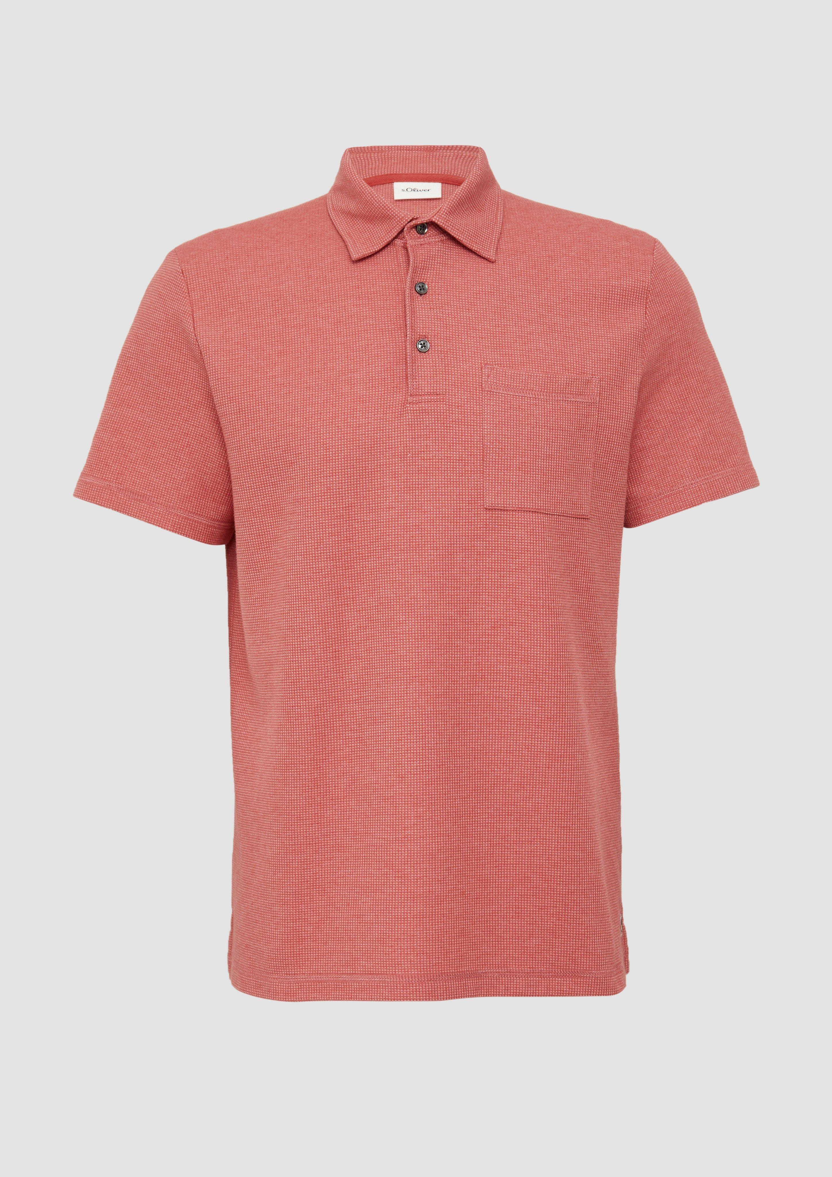 s.Oliver - Poloshirt aus zweifarbigem Waffelpiqué mit Brusttasche, Herren, rot
