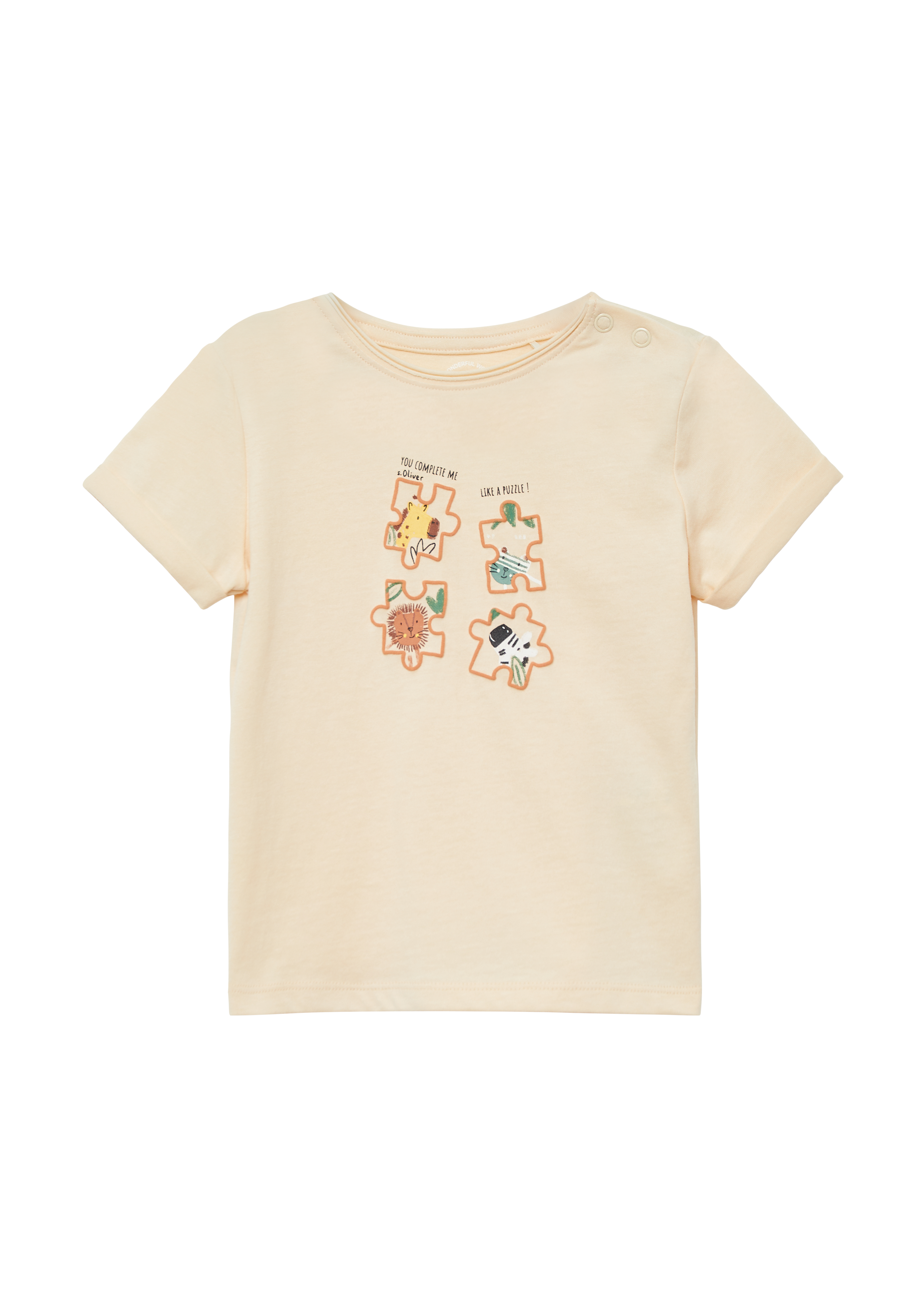 s.Oliver - T-Shirt mit Ärmelumschlag und Frontprint, Babys, Beige