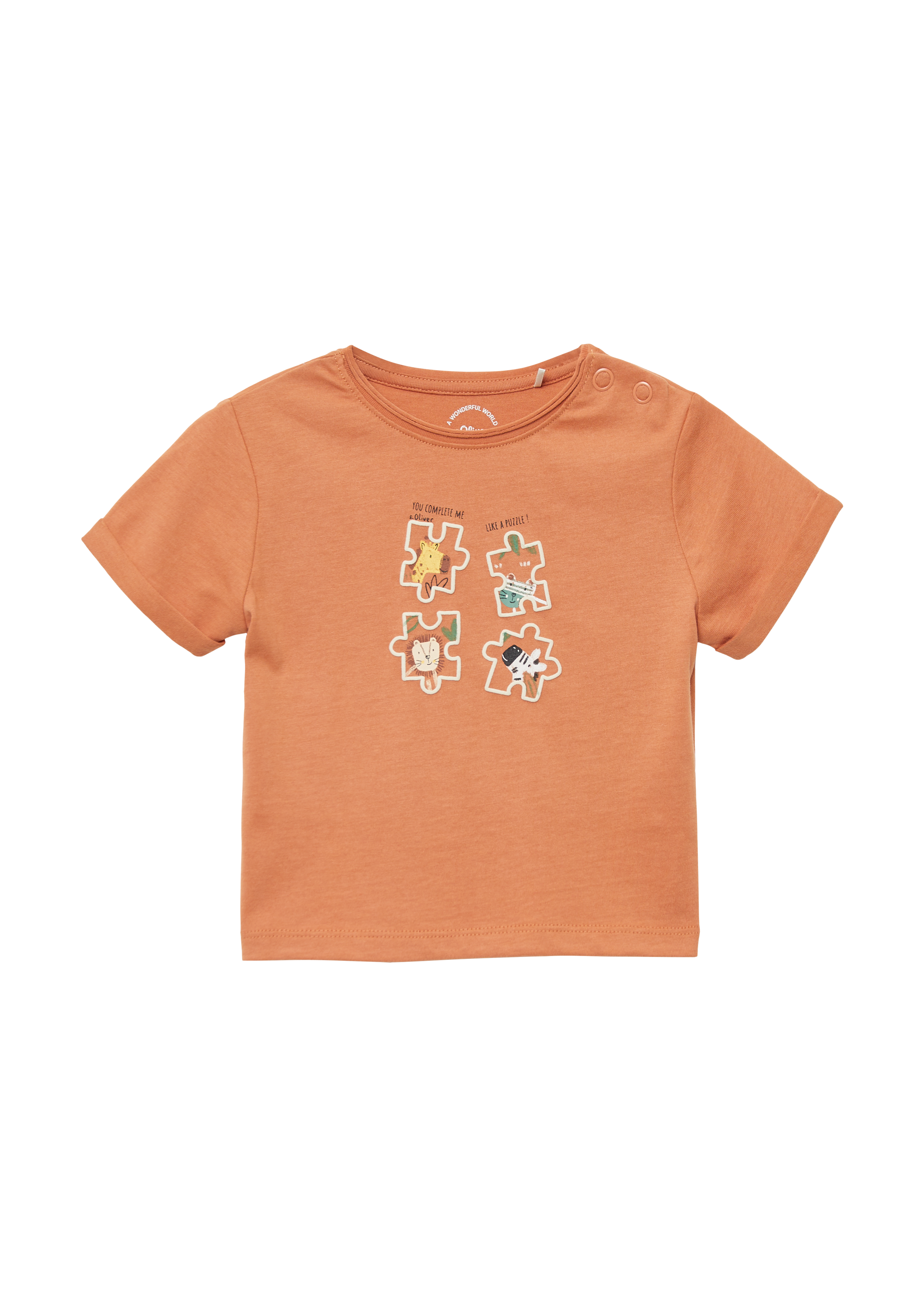 s.Oliver - T-Shirt mit Ärmelumschlag und Frontprint, Babys, Orange