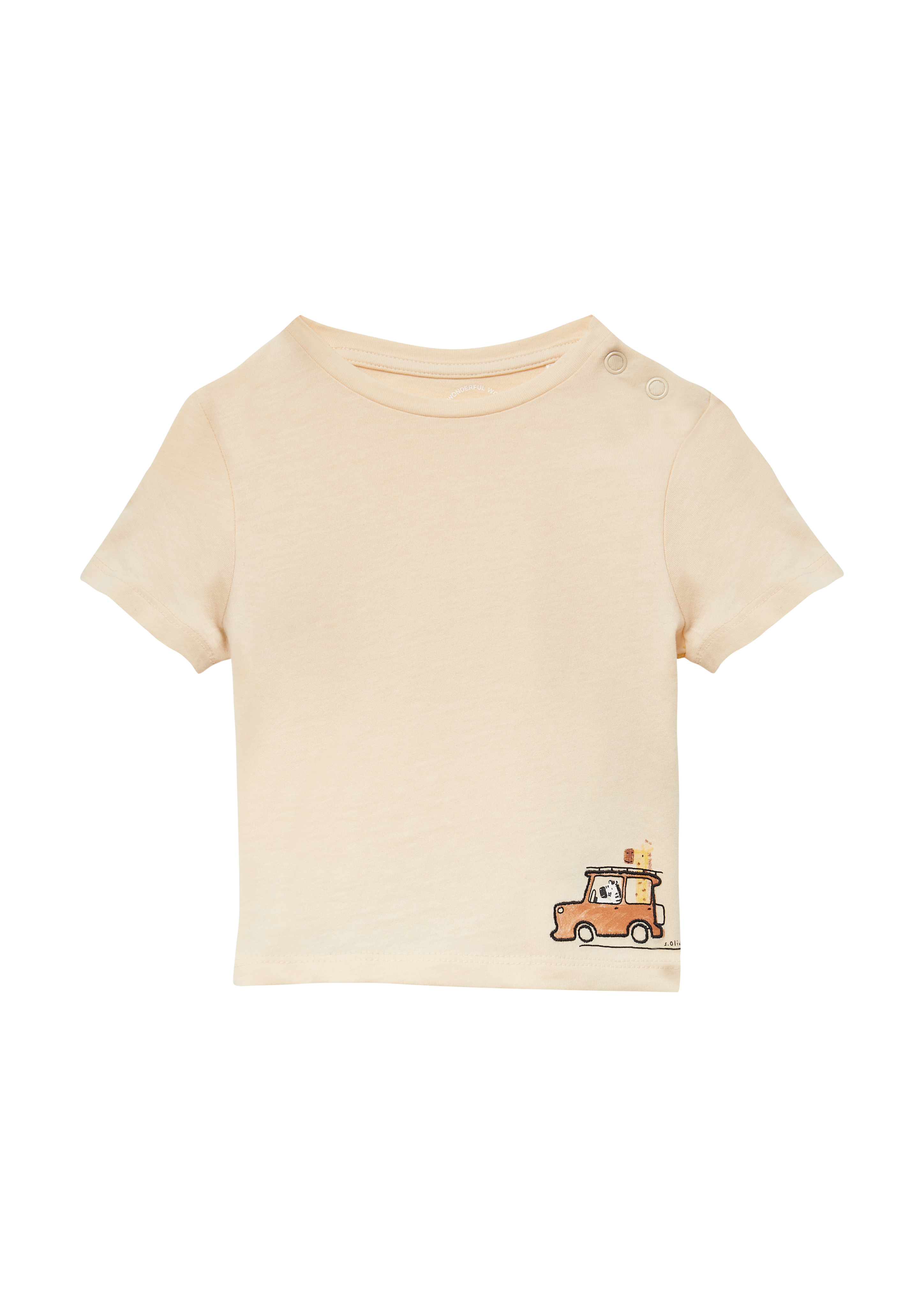 s.Oliver - Baumwoll-T-Shirt mit Print und Stickerei, Babys, Beige