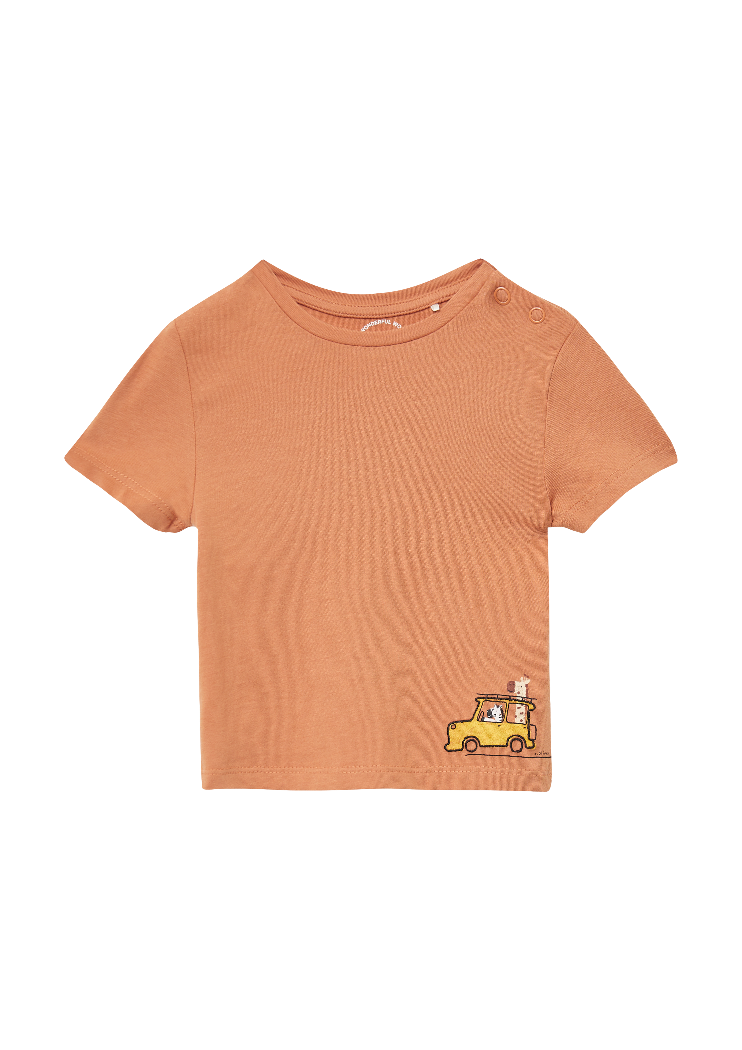 s.Oliver - Baumwoll-T-Shirt mit Print und Stickerei, Babys, Orange