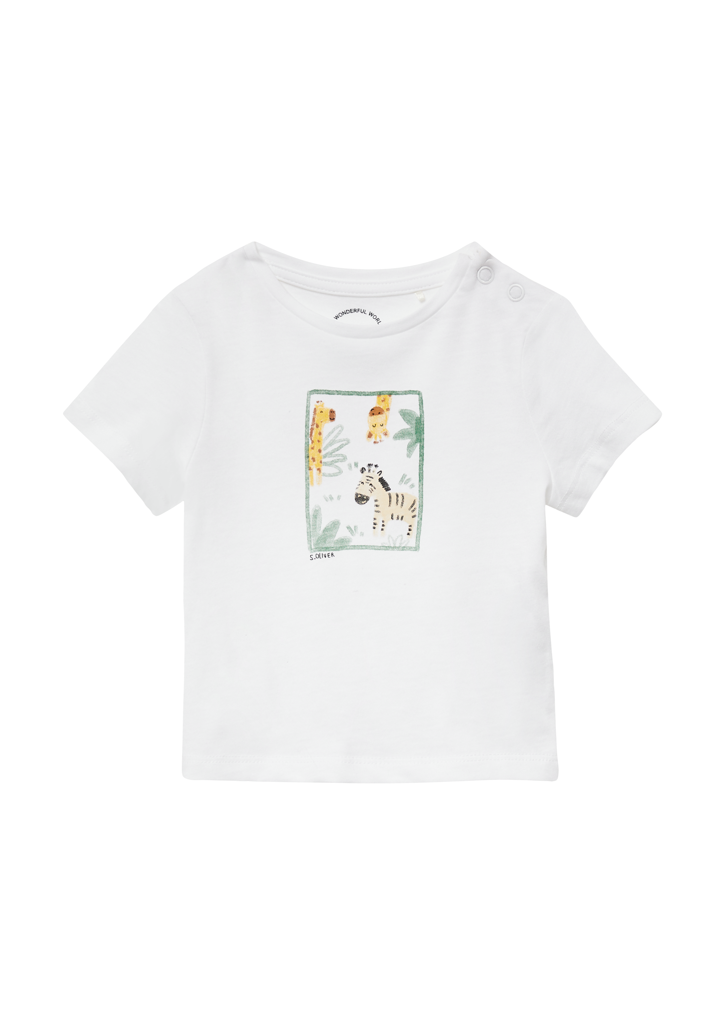 s.Oliver - Weiches Jersey-Shirt mit Druckknöpfen und Frontprint, Babys, weiß