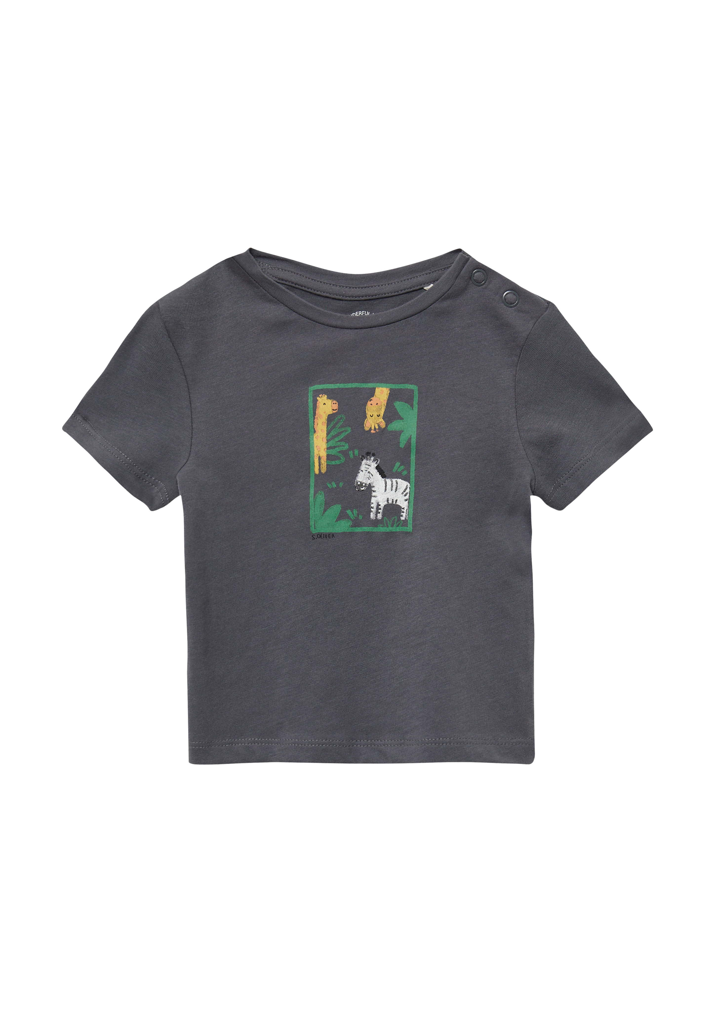 s.Oliver - Weiches Jersey-Shirt mit Druckknöpfen und Frontprint, Babys, grau