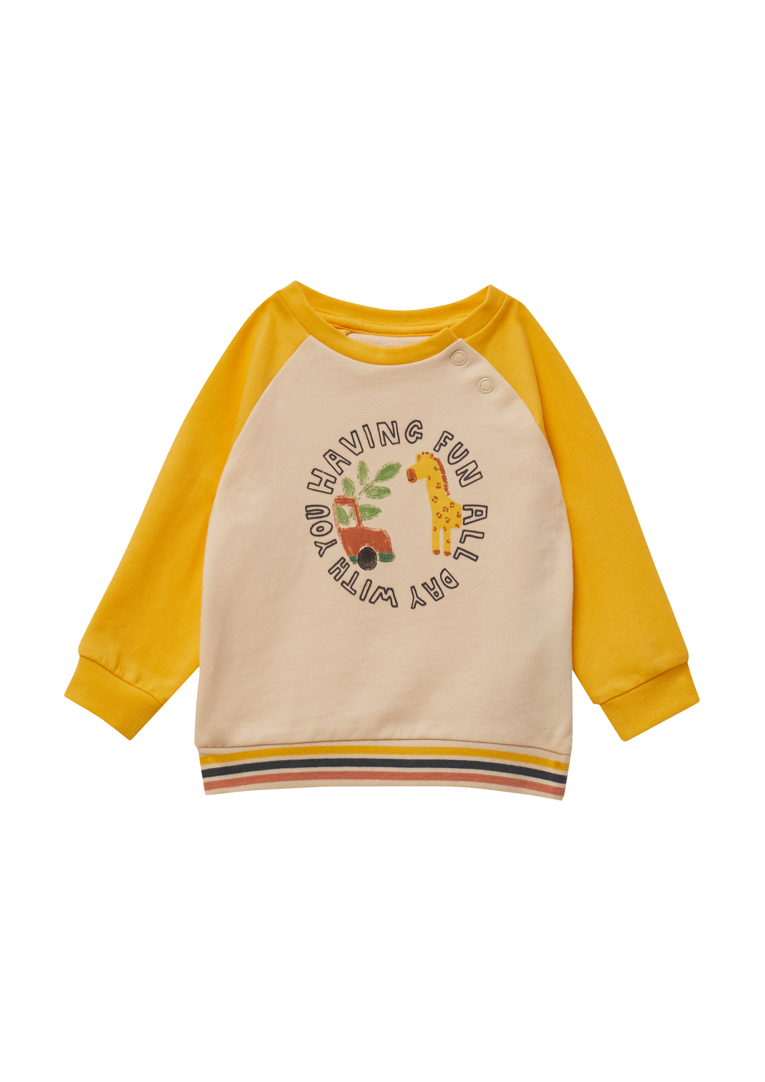 s.Oliver - Leichtes Sweatshirt aus Baumwollstretch mit Print-Details, Babys, gelb|beige