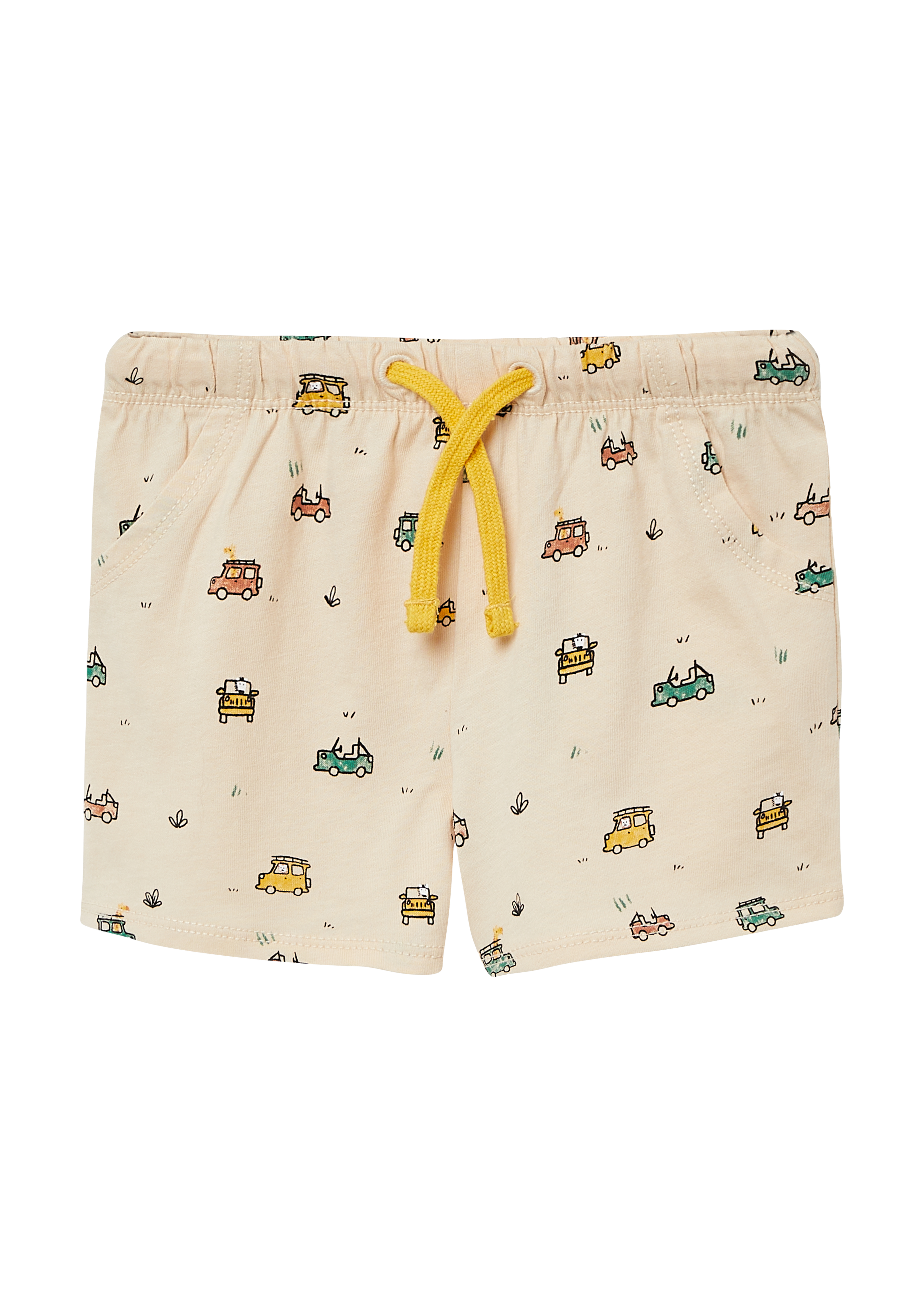 s.Oliver - Jersey-Shorts mit All-over-Print und Kordel, Babys, gelb|mehrfarbig