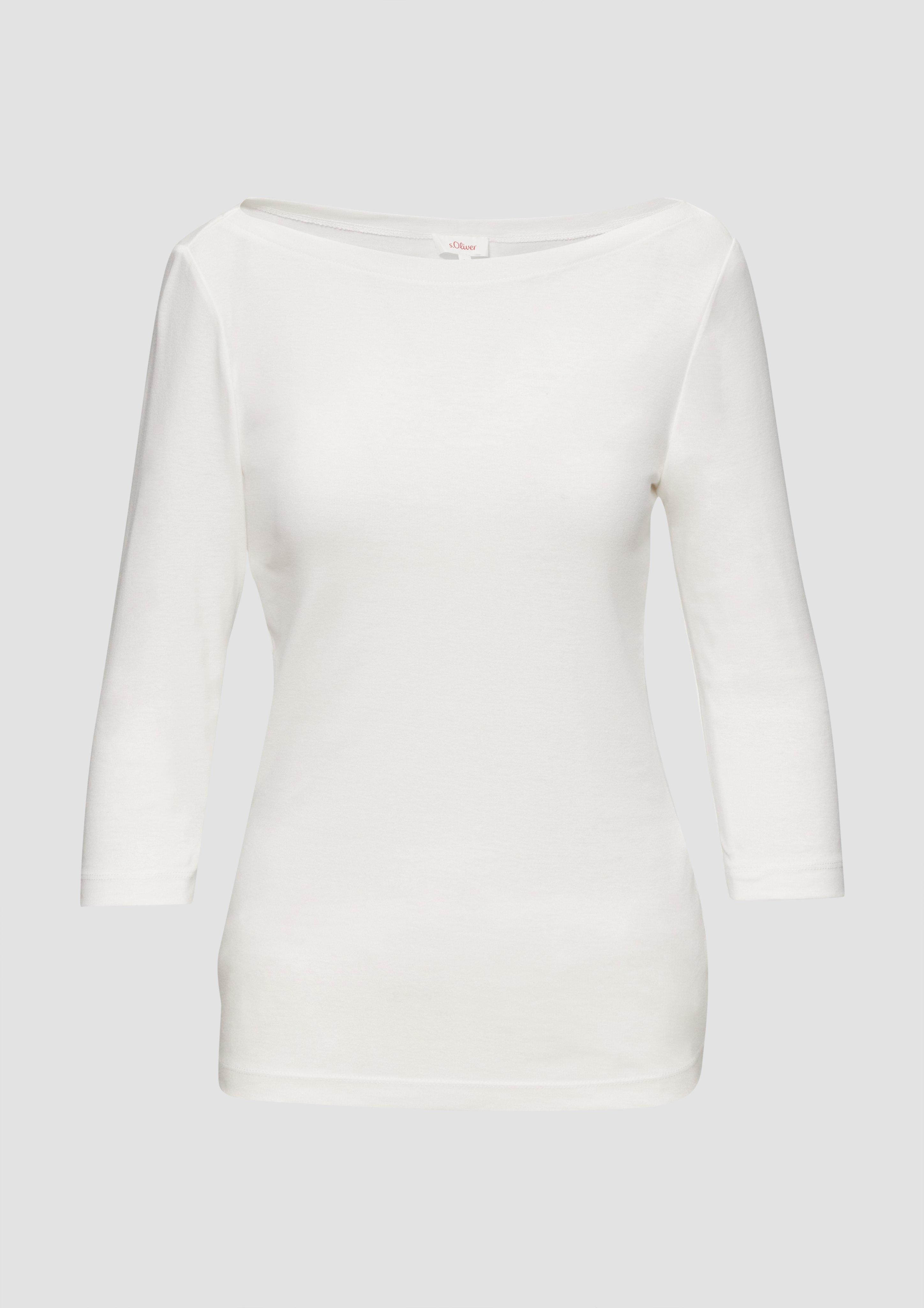 s.Oliver - T-Shirt mit 3/4-Arm und U-Boot Ausschnitt, Damen, creme