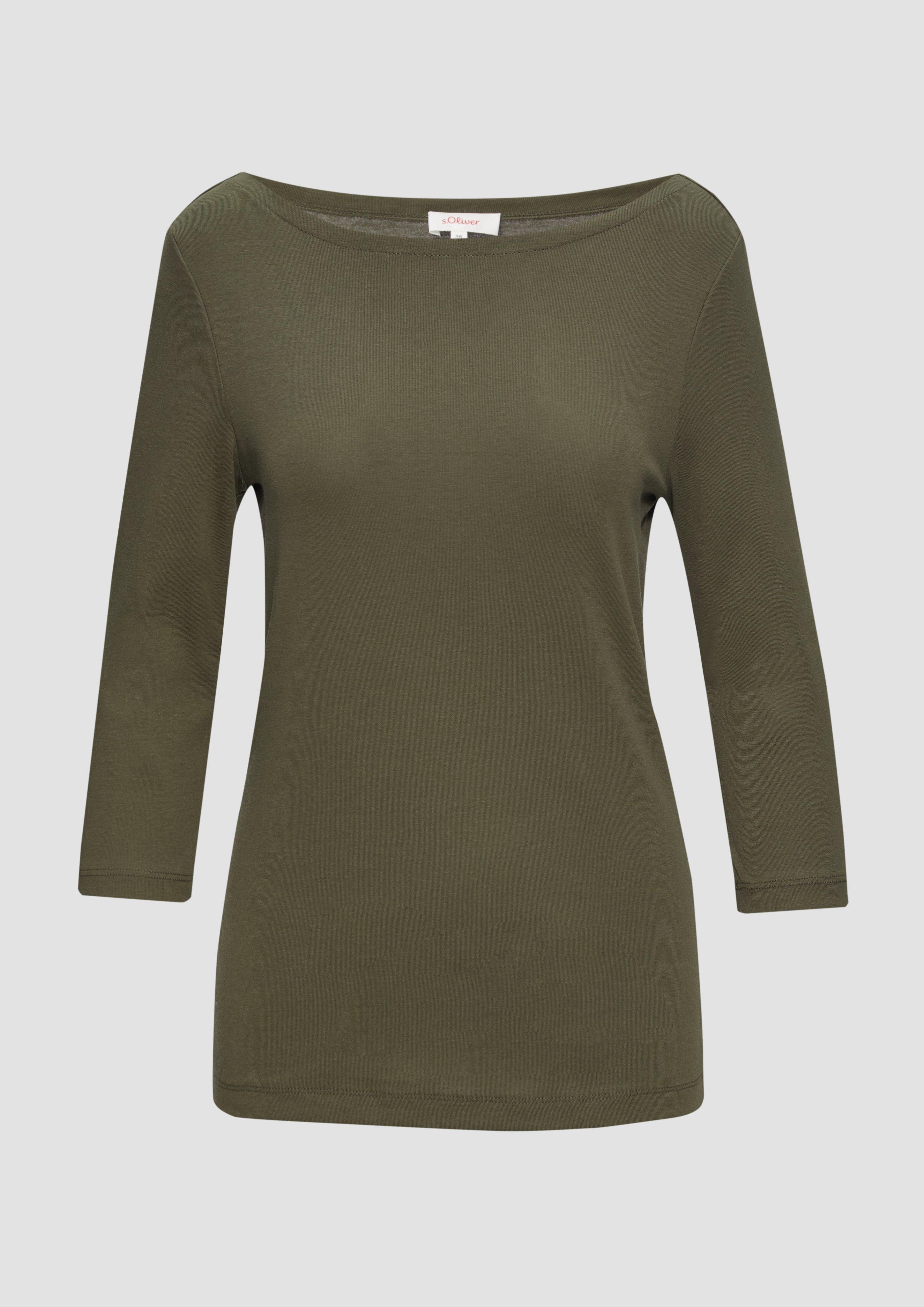 s.Oliver - T-Shirt mit 3/4-Arm und U-Boot Ausschnitt, Damen, Grün