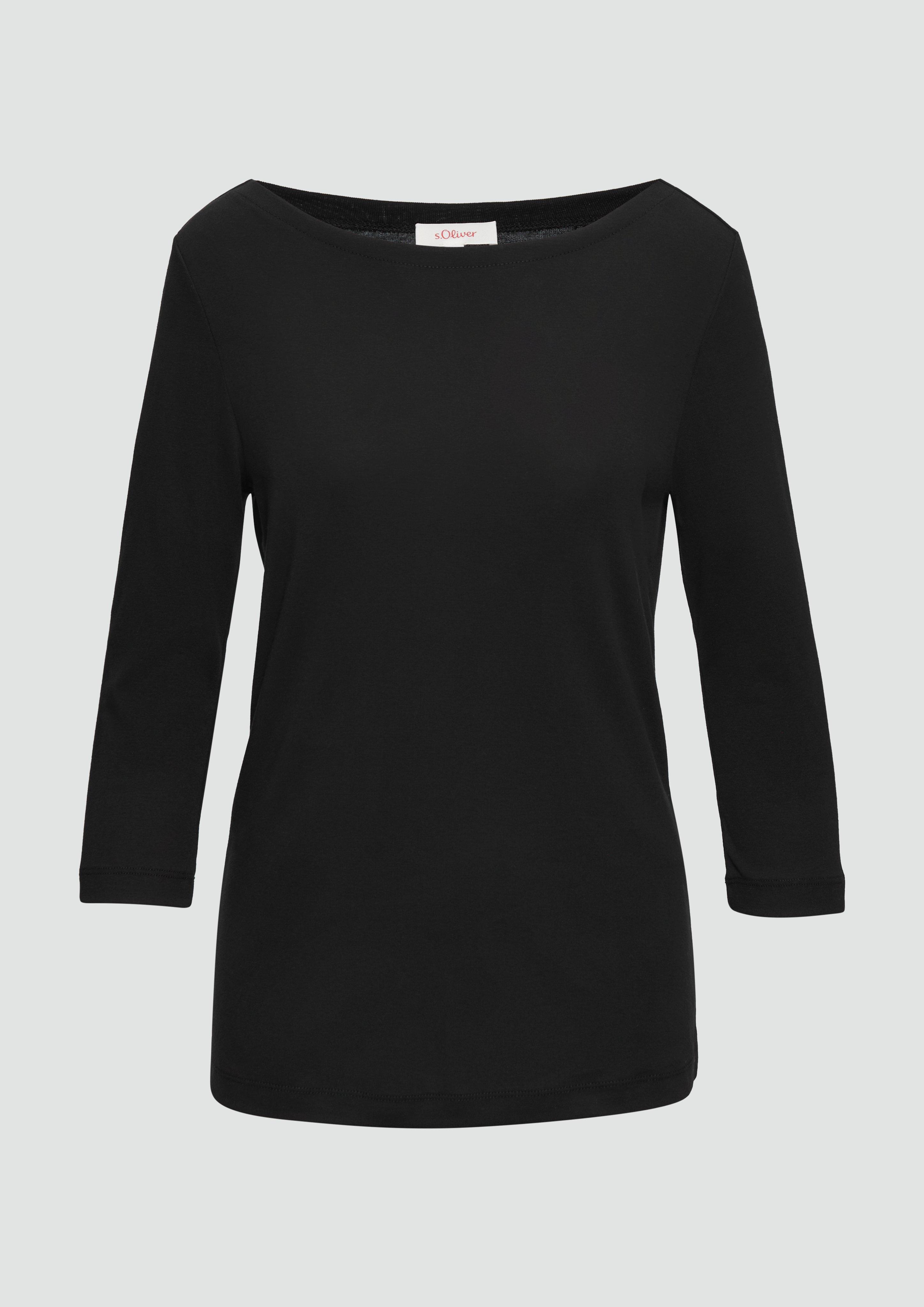 s.Oliver - T-Shirt mit 3/4-Arm und U-Boot Ausschnitt, Damen, schwarz