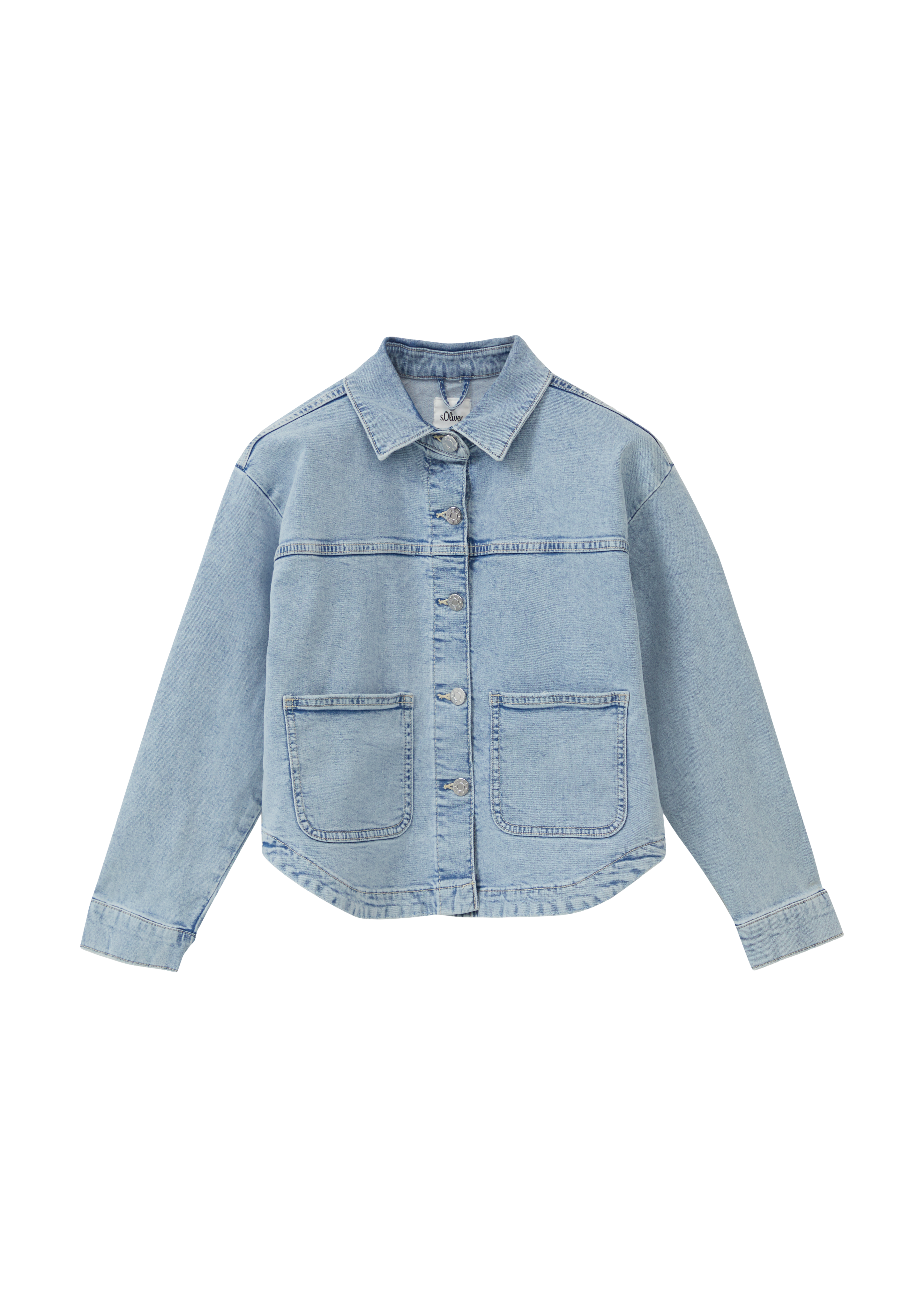 s.Oliver - Oversized Jeansjacke mit Used-Effekt, Mädchen, blau