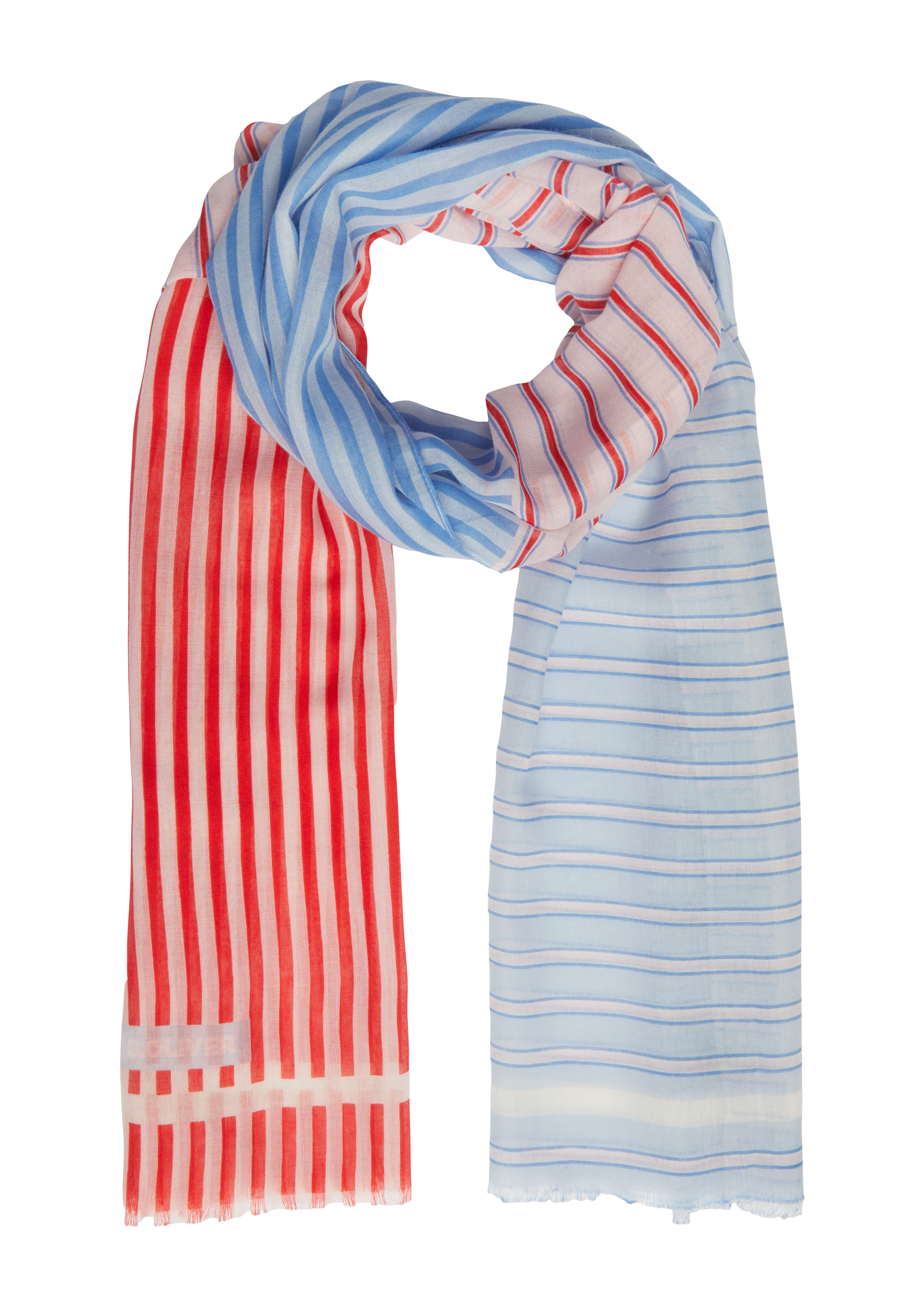 s.Oliver - Gestreifter Schal aus Webware, Damen, pink|mehrfarbig