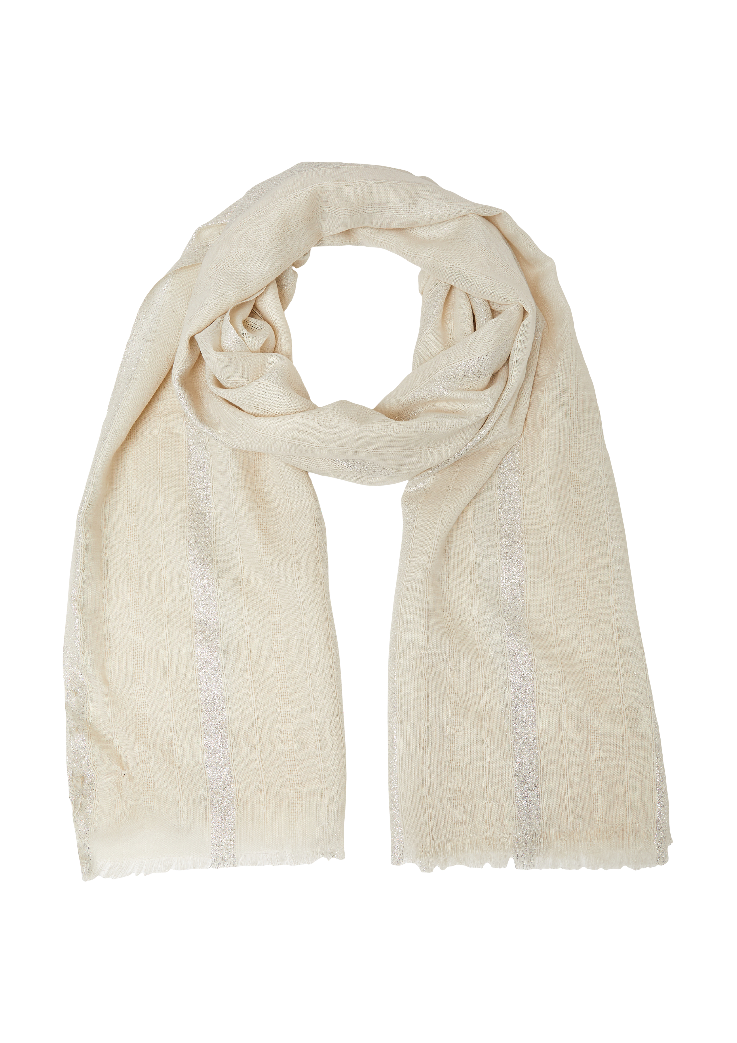 s.Oliver - Schal mit Glitzergarn und Fransen, Damen, Beige
