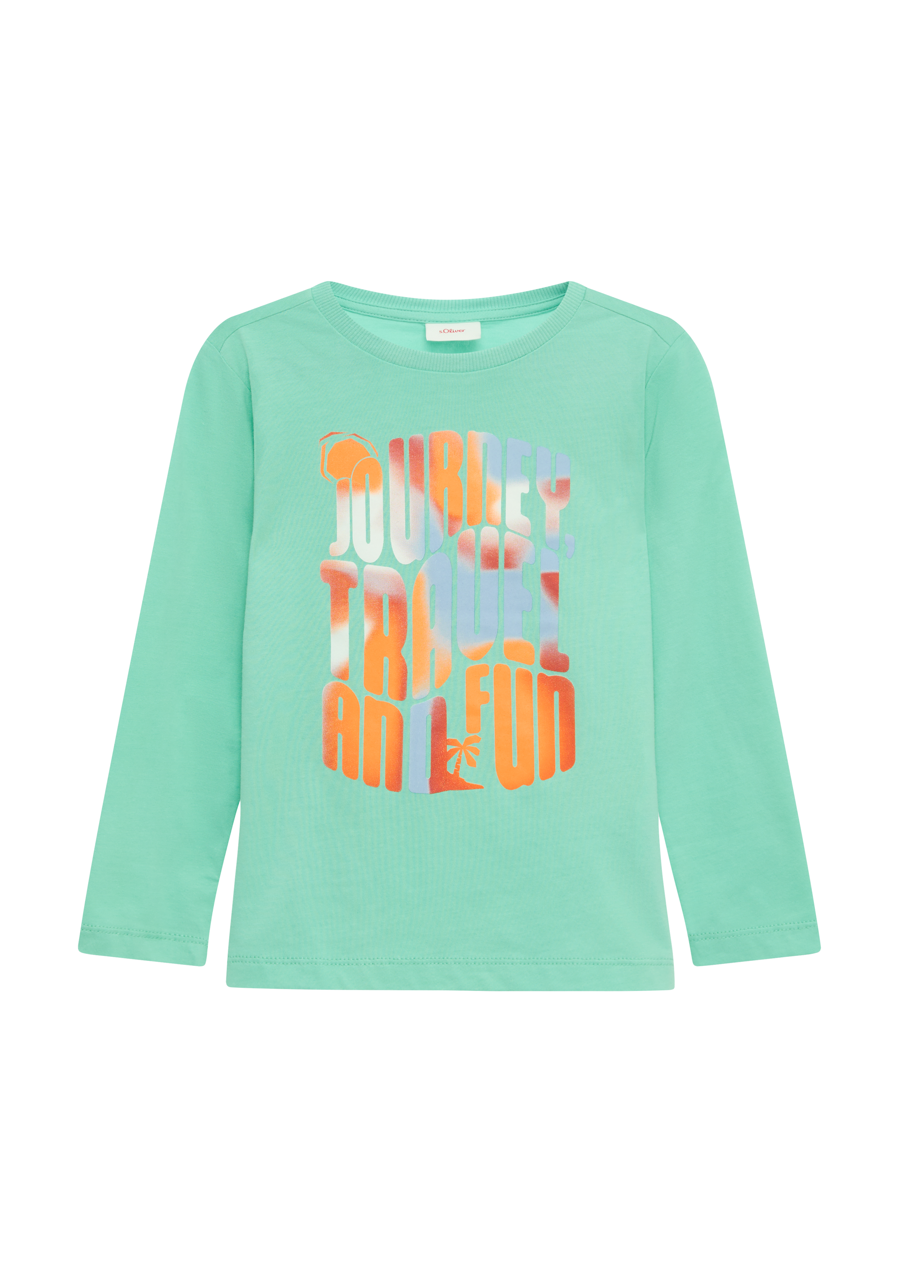 s.Oliver - Jersey-Longsleeve mit Frontprint, Kinder, türkis