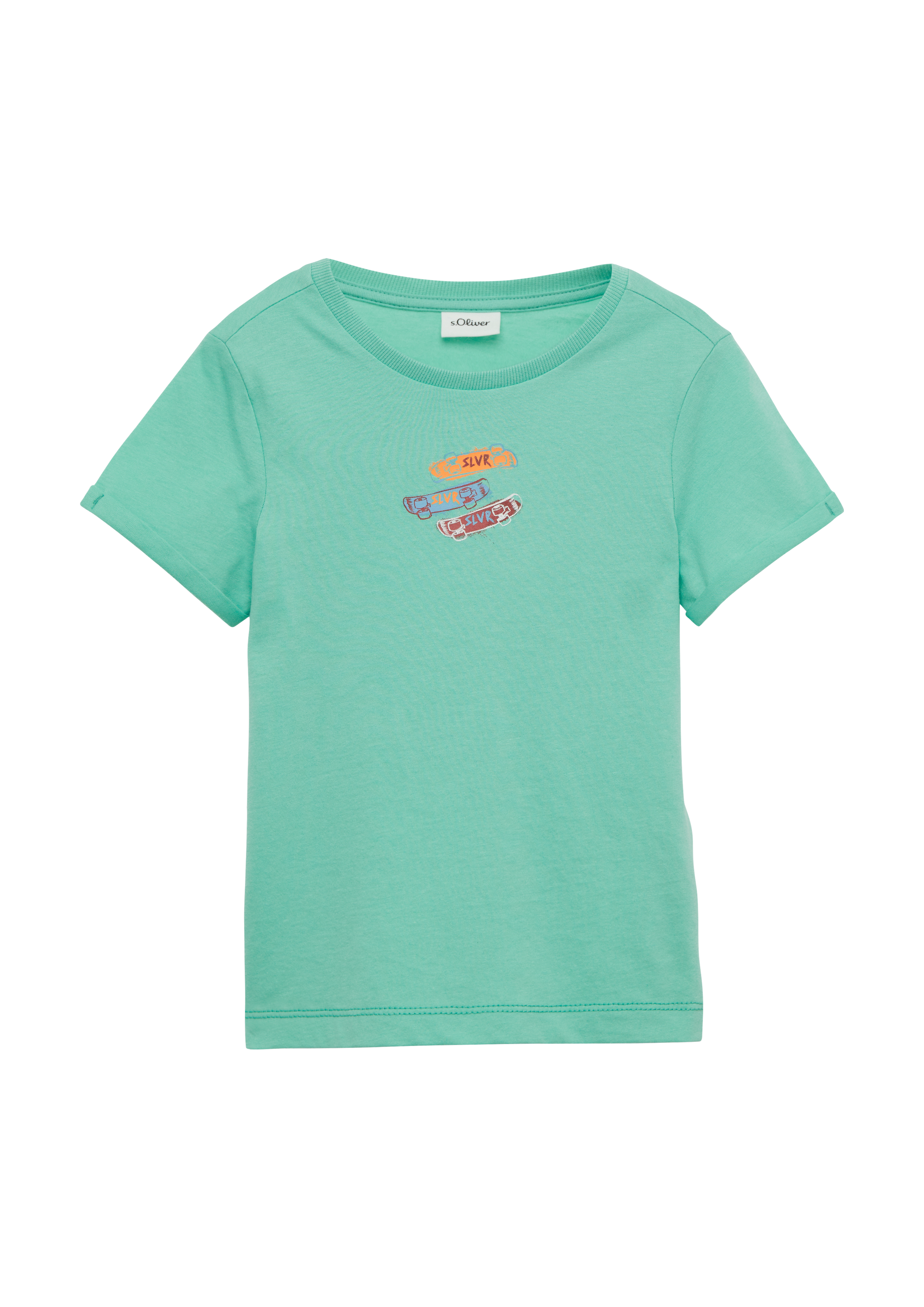 s.Oliver - T-Shirt mit Front- und Rückenprint, Kinder, türkis