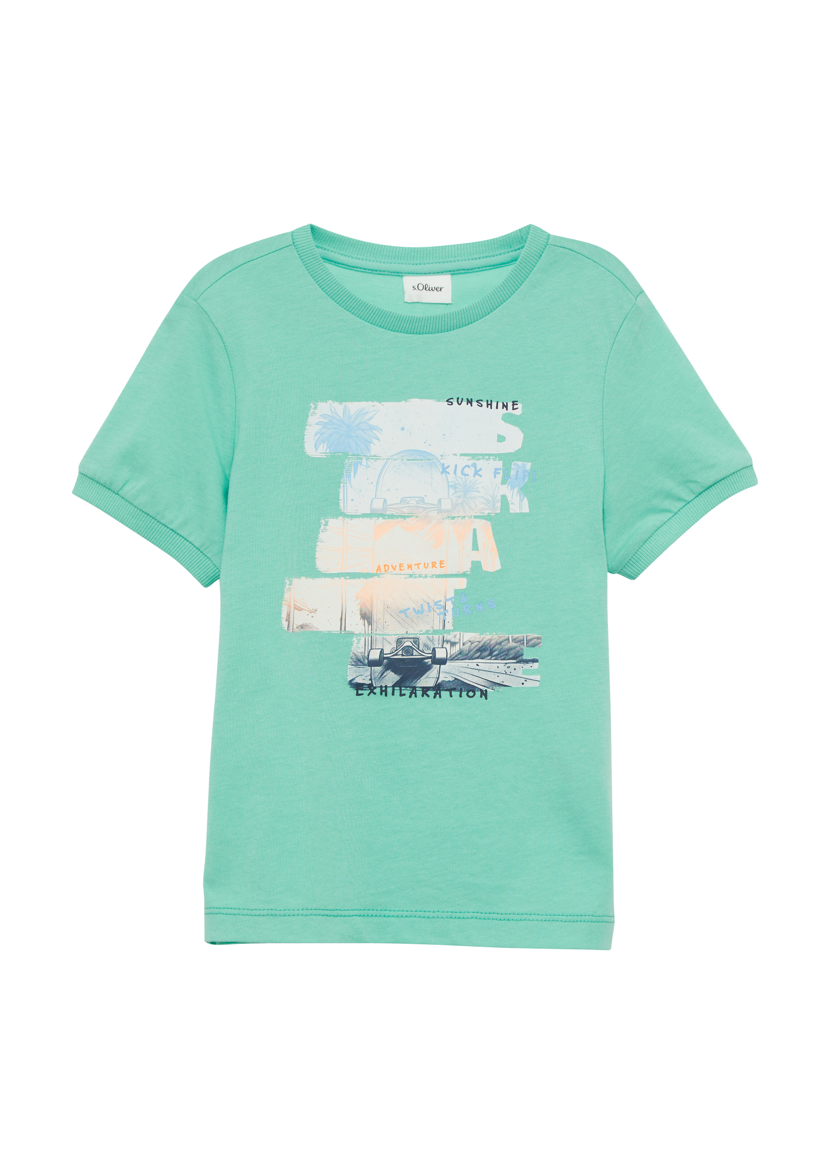 s.Oliver - T-Shirt mit Frontprint, Kinder, türkis