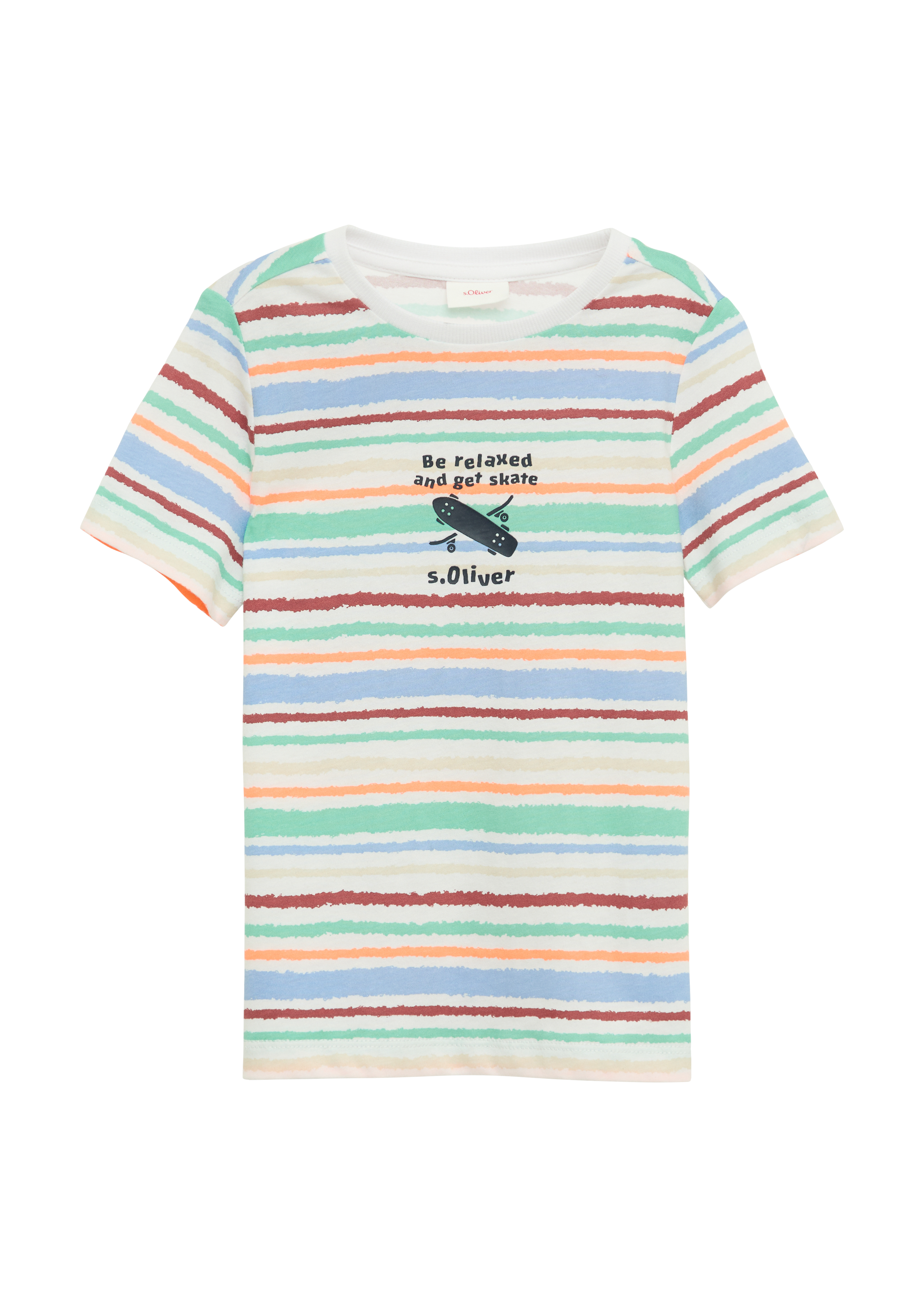 s.Oliver - T-Shirt mit All-over-Print, Kinder, mehrfarbig|weiß
