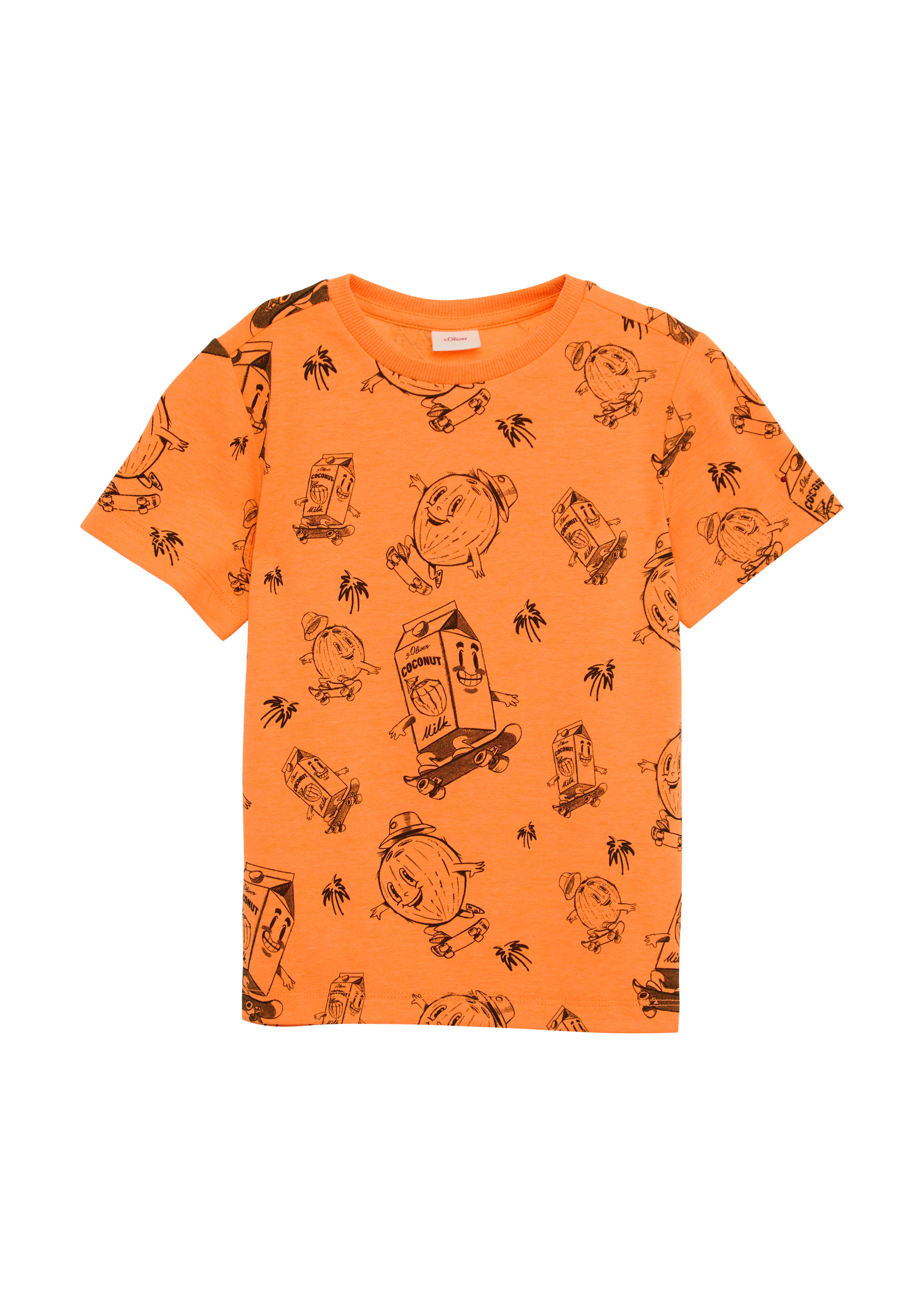 s.Oliver - T-Shirt aus Baumwolle mit All-over-Print, Kinder, Orange