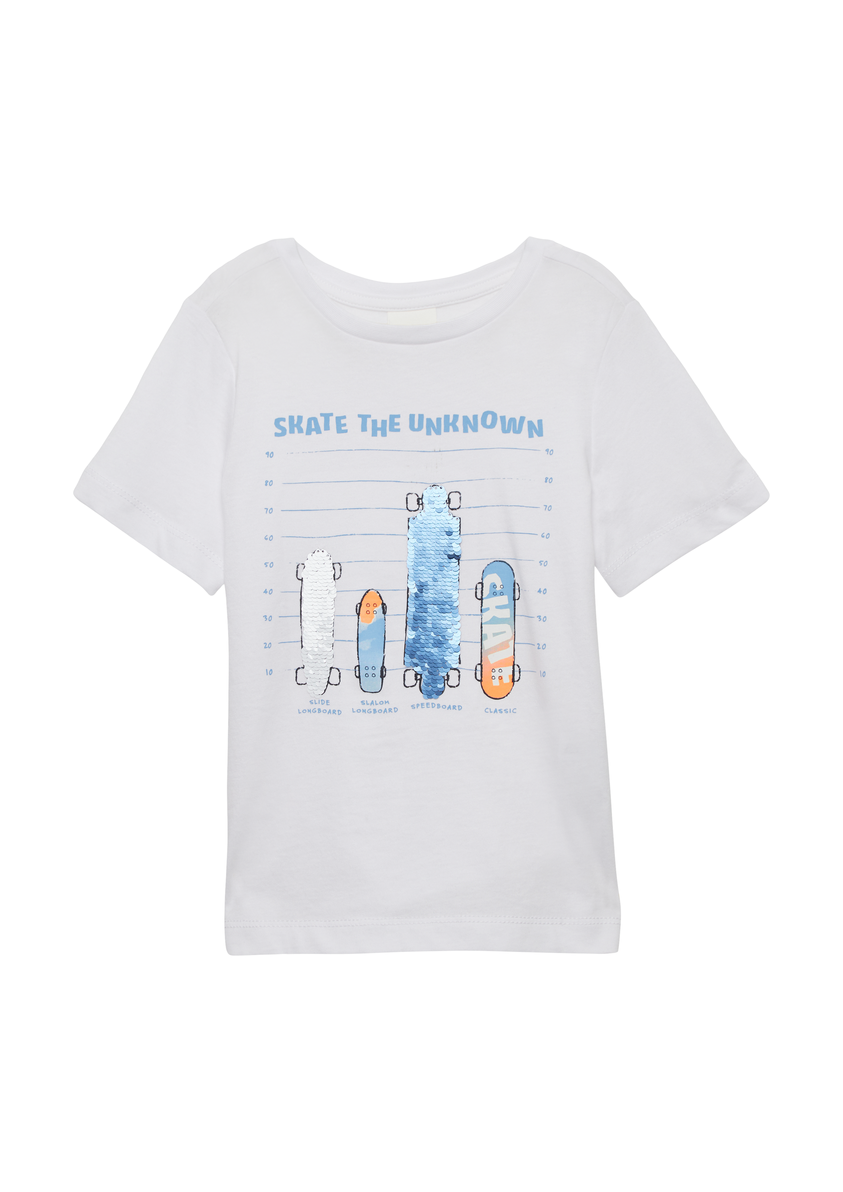 s.Oliver - T-Shirt mit Frontprint und Wendepailletten, Kinder, weiß
