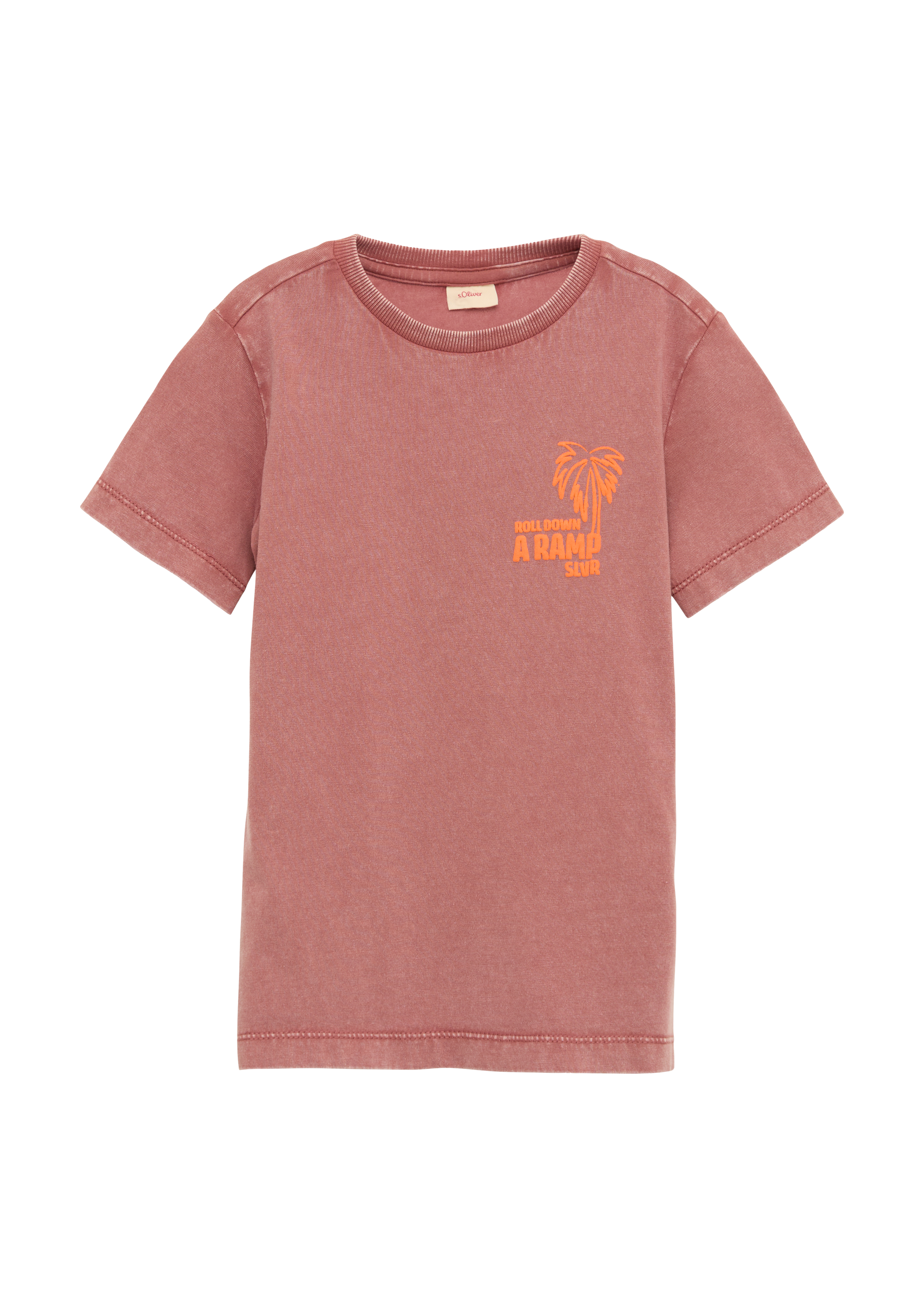 s.Oliver - T-Shirt mit Print und Wascheffekt, Kinder, rot