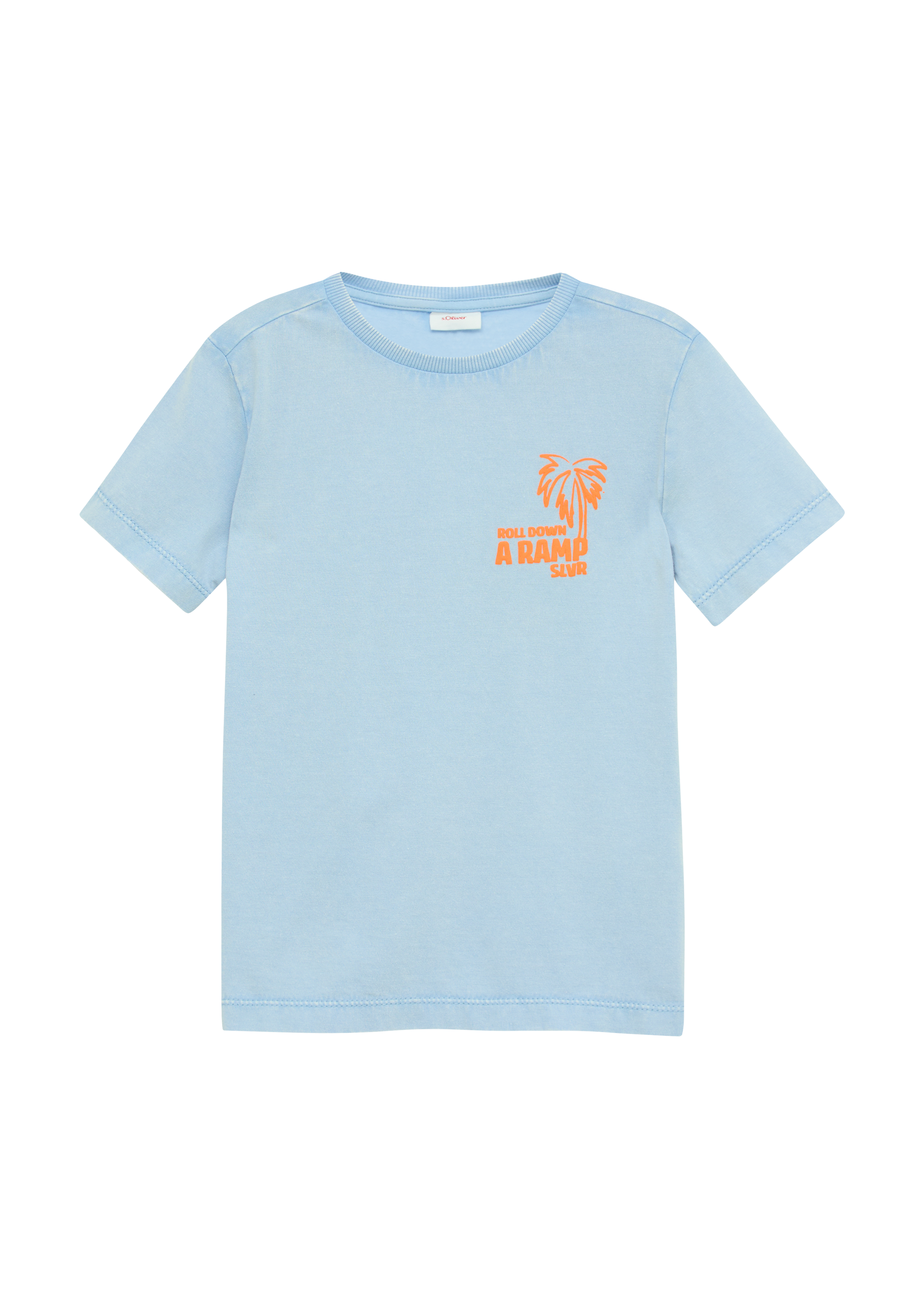 s.Oliver - T-Shirt mit Print und Wascheffekt, Kinder, blau