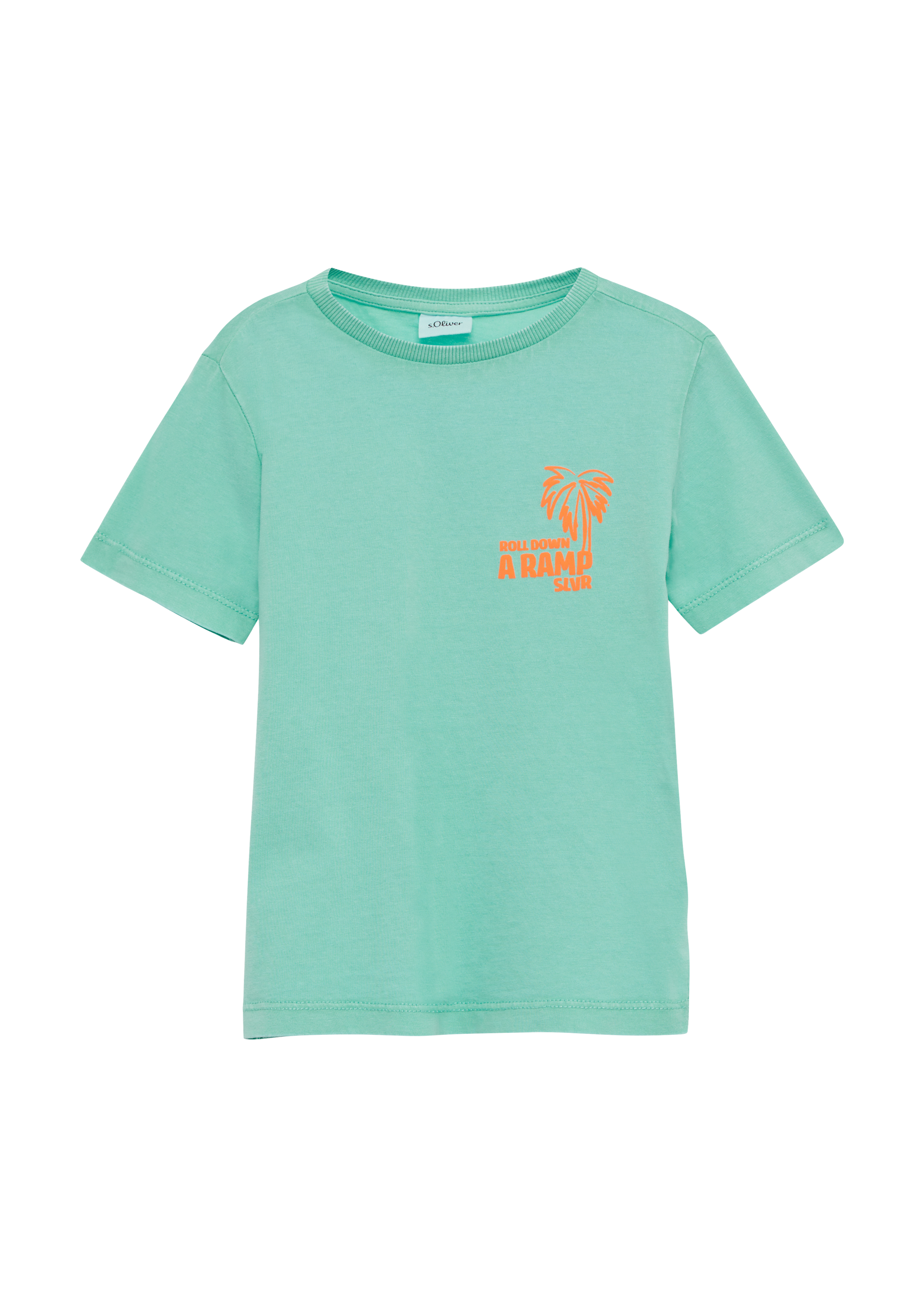 s.Oliver - T-Shirt mit Print und Wascheffekt, Kinder, türkis