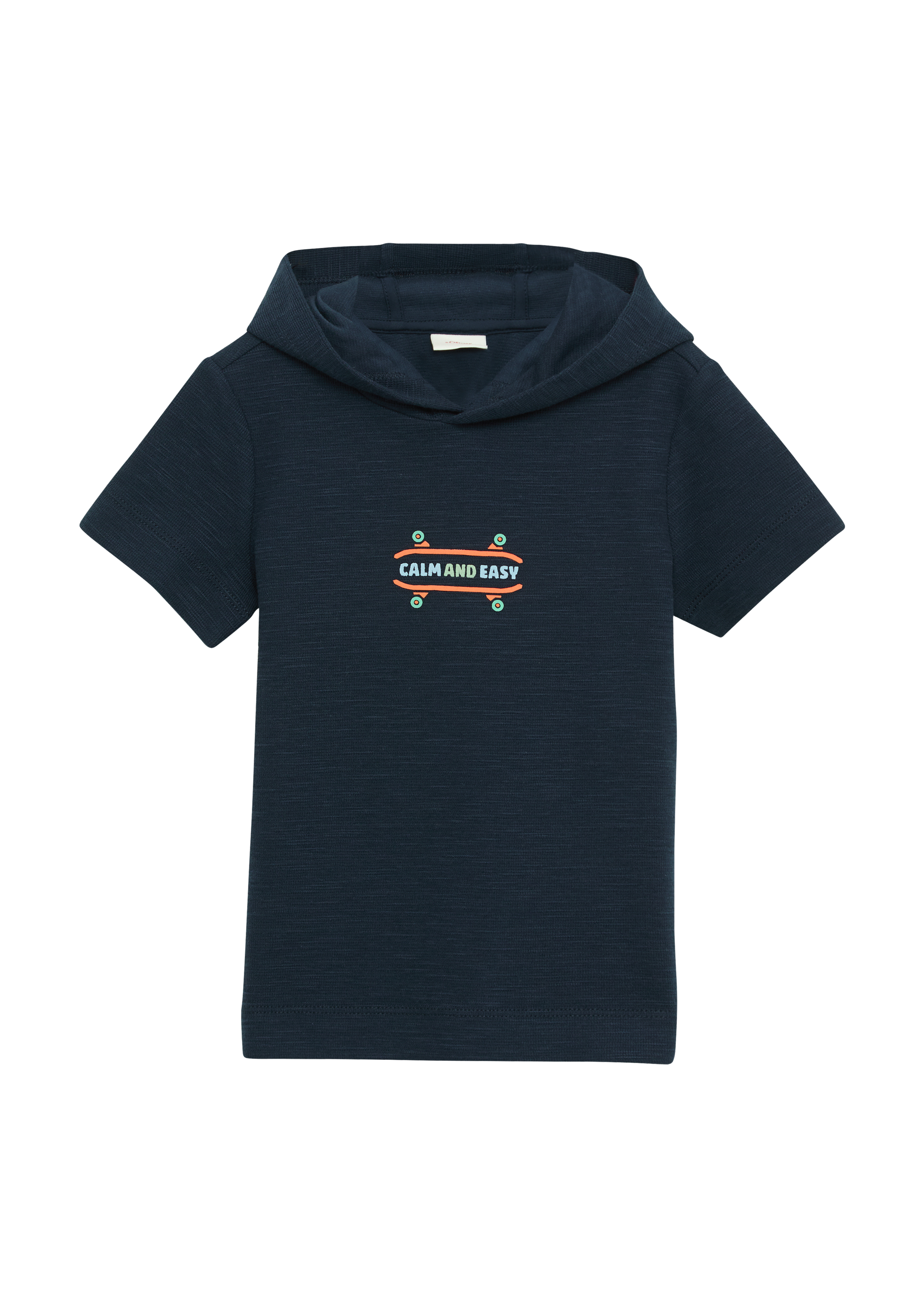 s.Oliver - Kapuzenshirt aus strukturiertem Jersey mit Frontprint, Kinder, blau