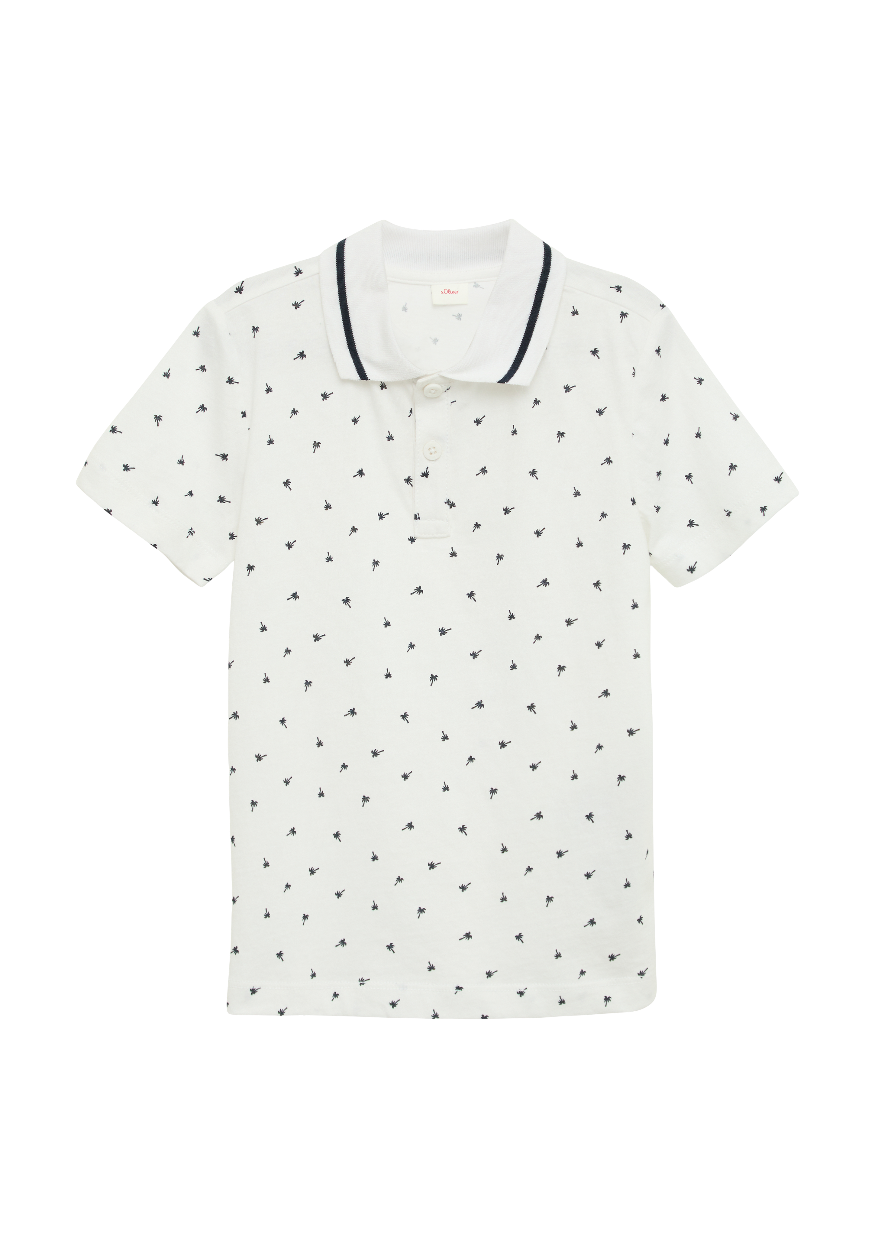 s.Oliver - Poloshirt mit All-over-Print, Kinder, weiß