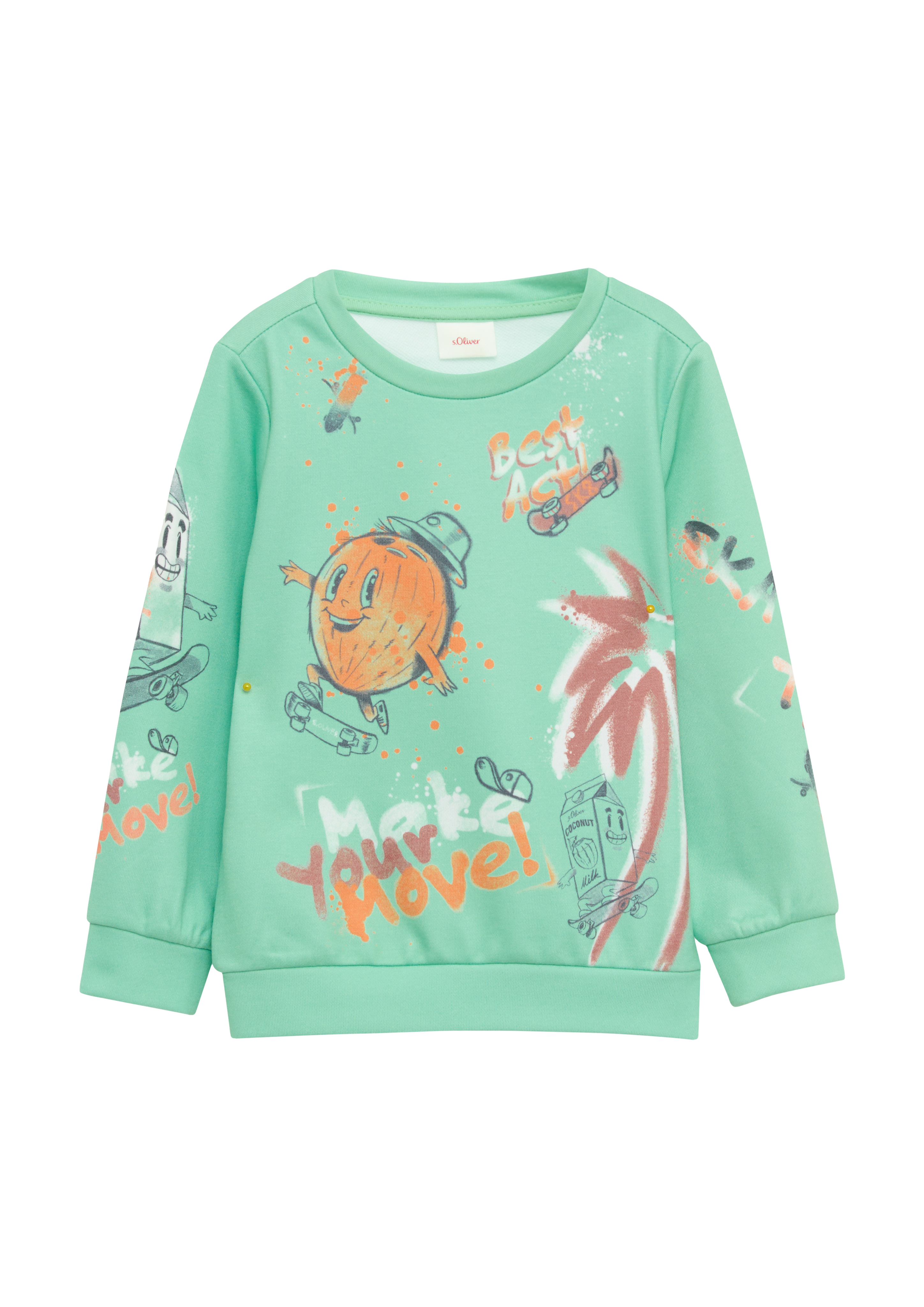 s.Oliver - Weiches Sweatshirt mit All-over-Print, Kinder, türkis