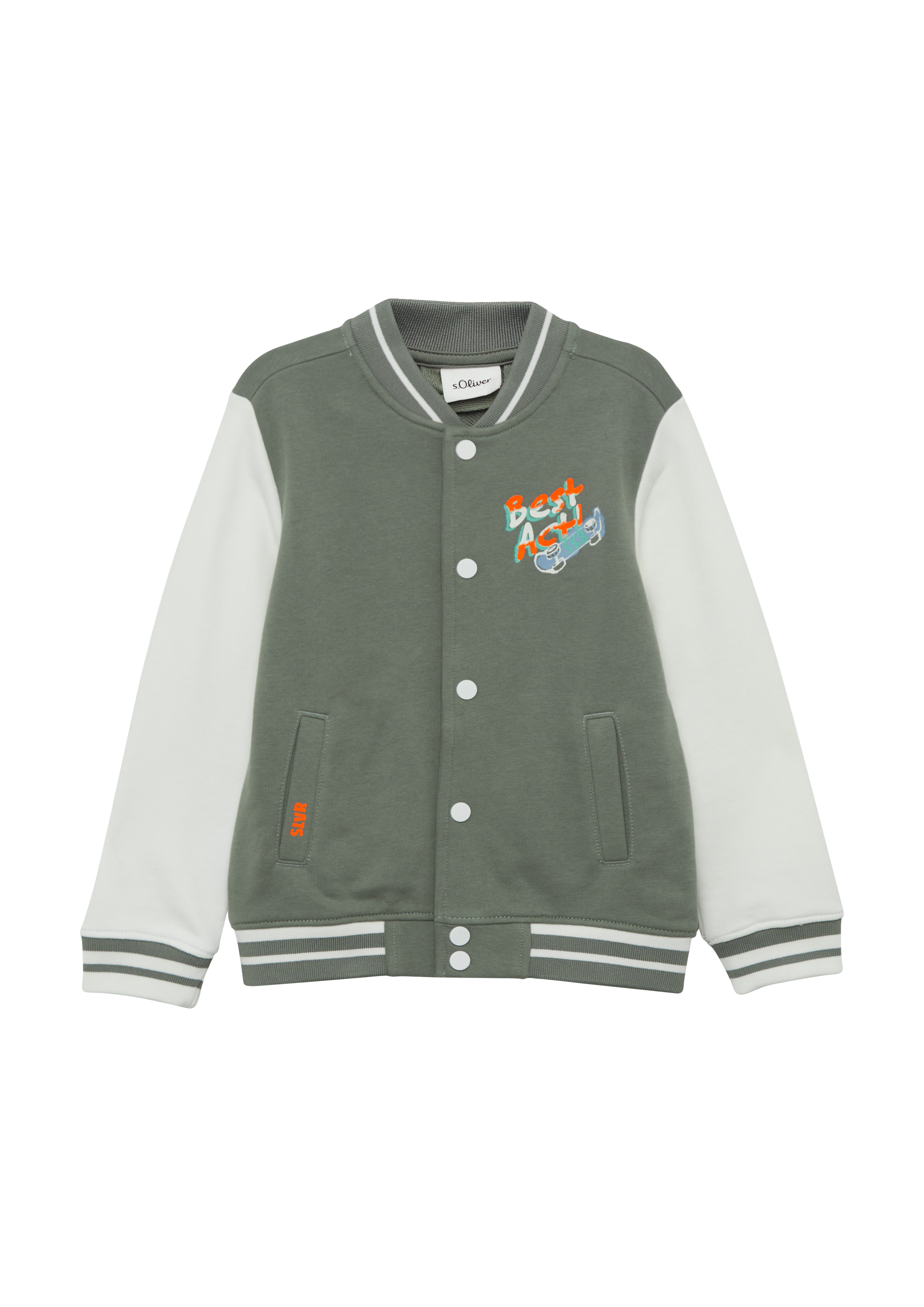 s.Oliver - Collegejacke mit Colour-Blocking und Print, Kinder, Grün