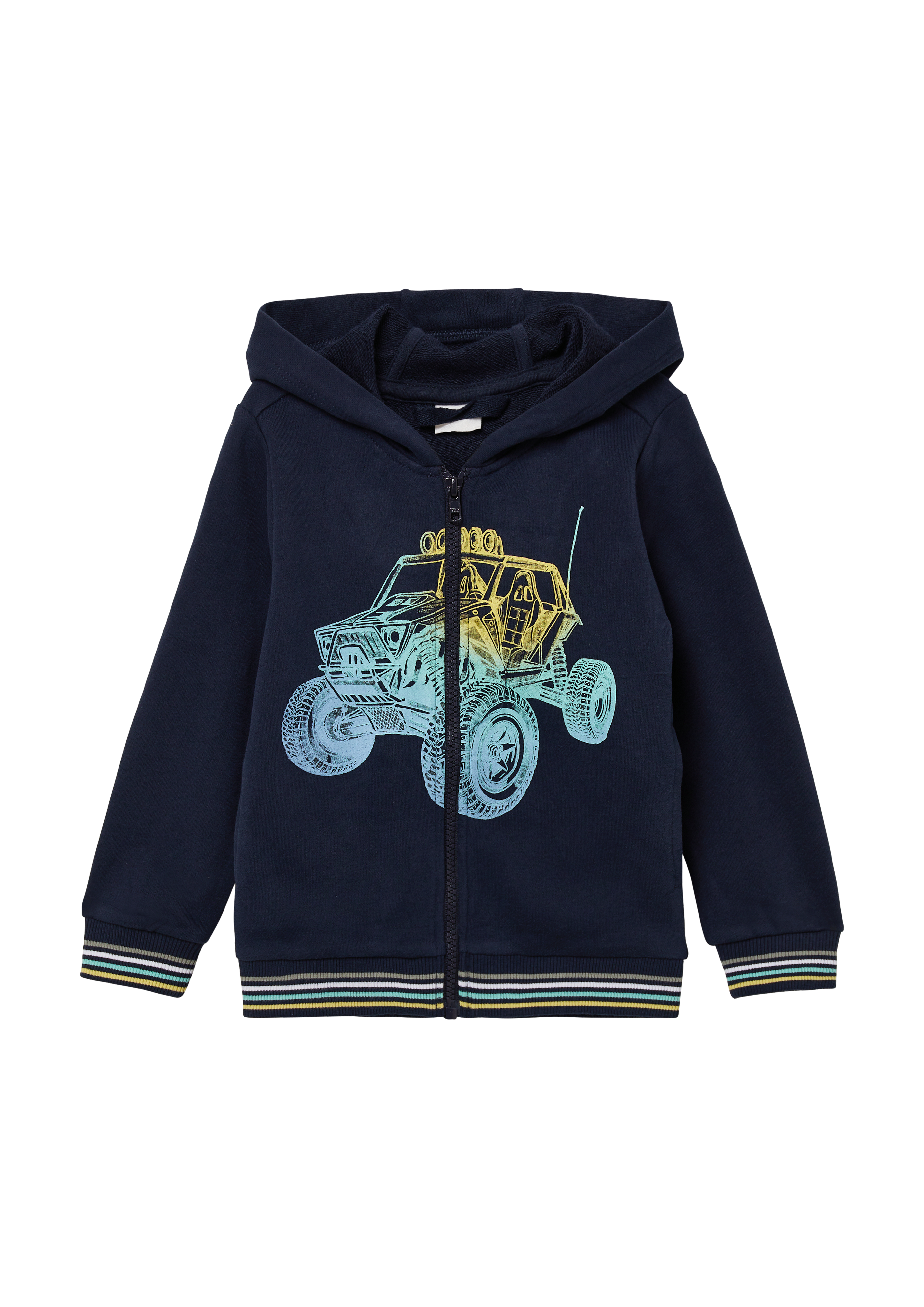 s.Oliver - Kapuzen-Sweatshirtjacke mit Frontprint, Kinder, blau