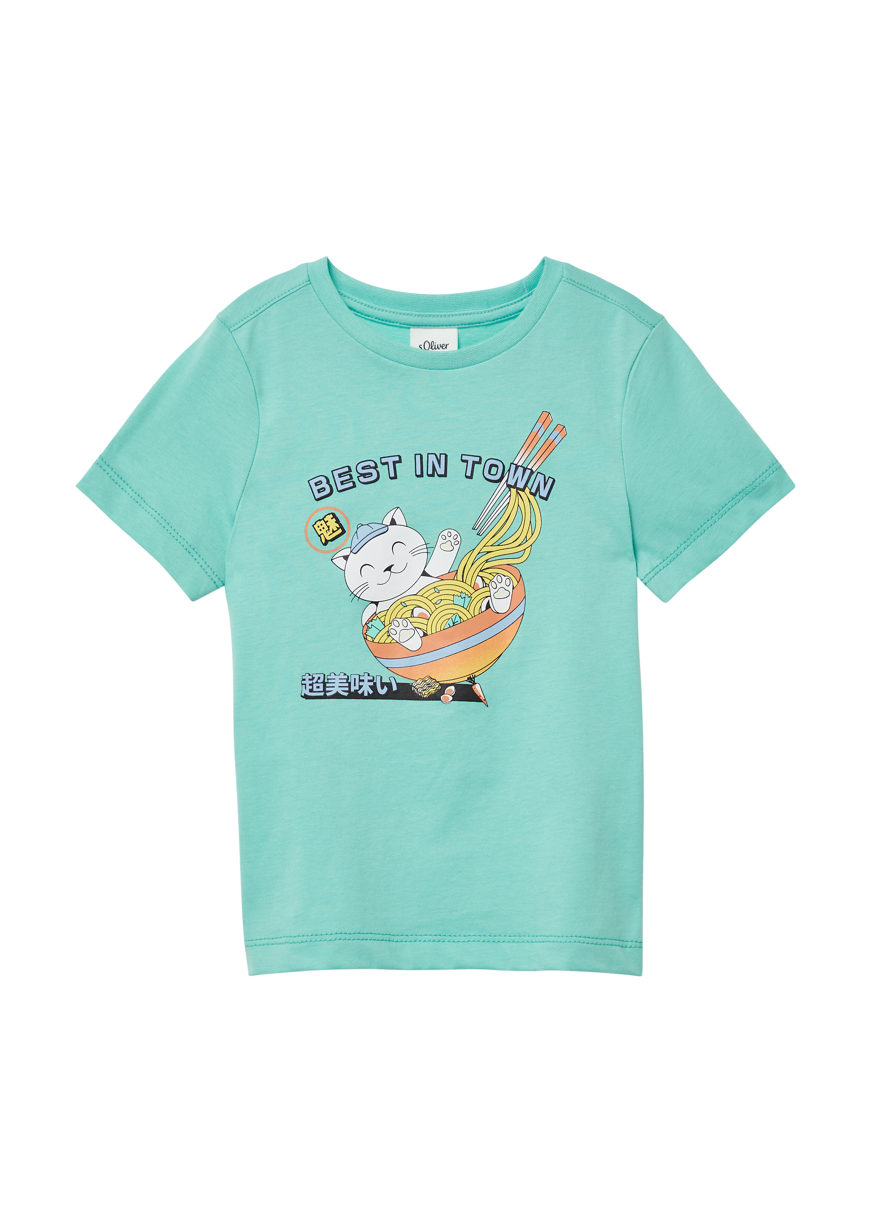 s.Oliver - T-Shirt aus Baumwolle mit Motivprint, Kinder, türkis