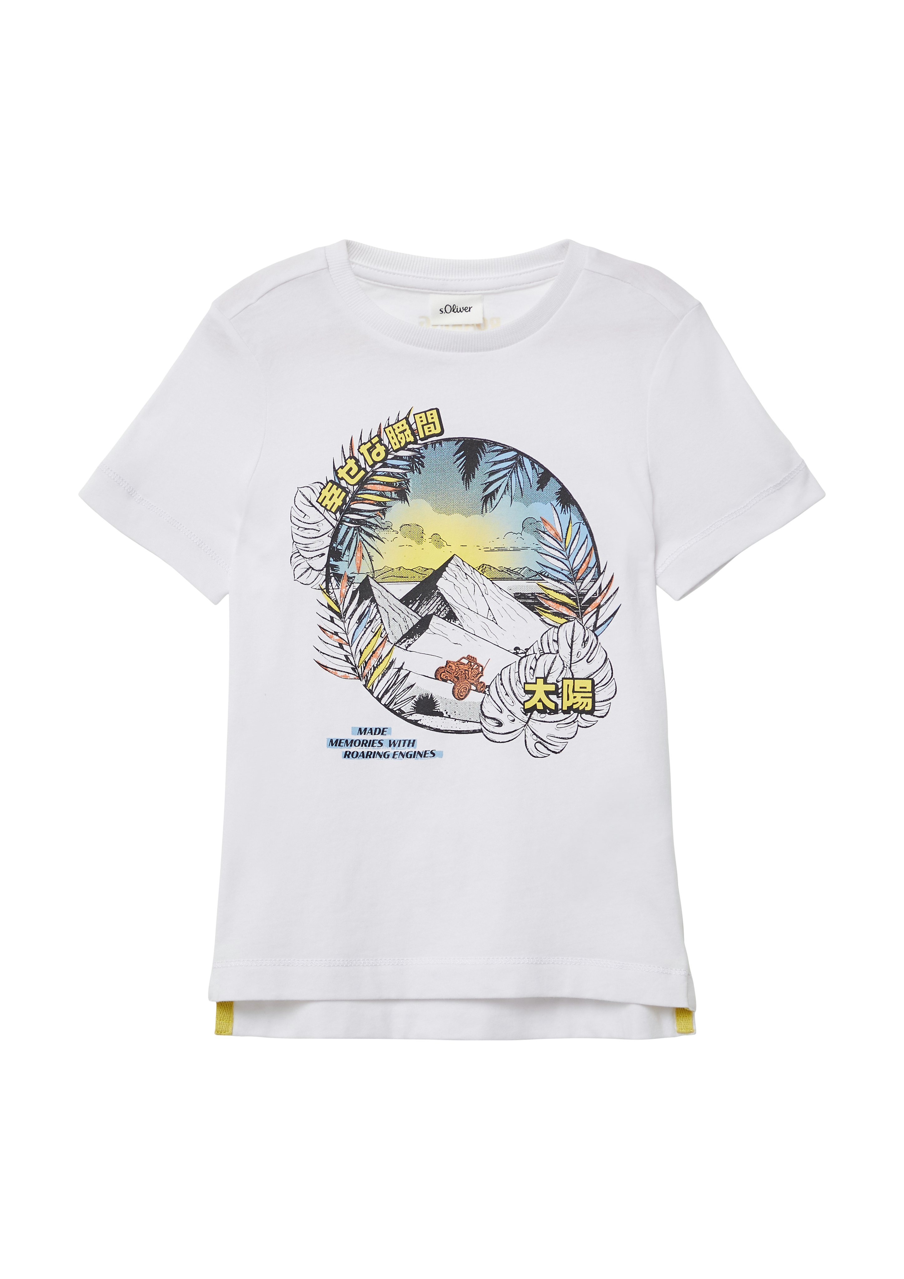 s.Oliver - Printshirt mit seitlichen Schlitzen am Saum, Kinder, weiß