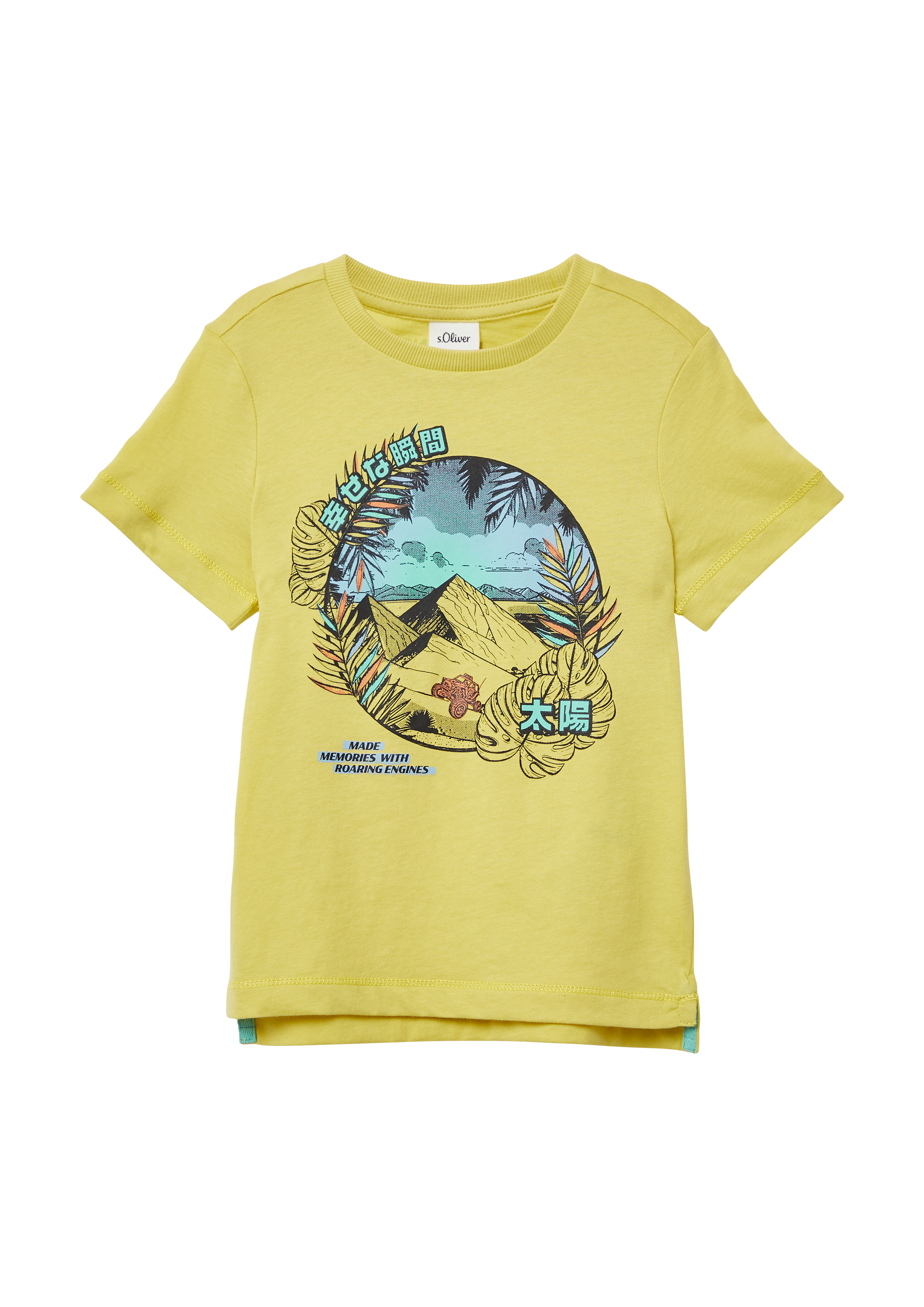 s.Oliver - Printshirt mit seitlichen Schlitzen am Saum, Kinder, gelb