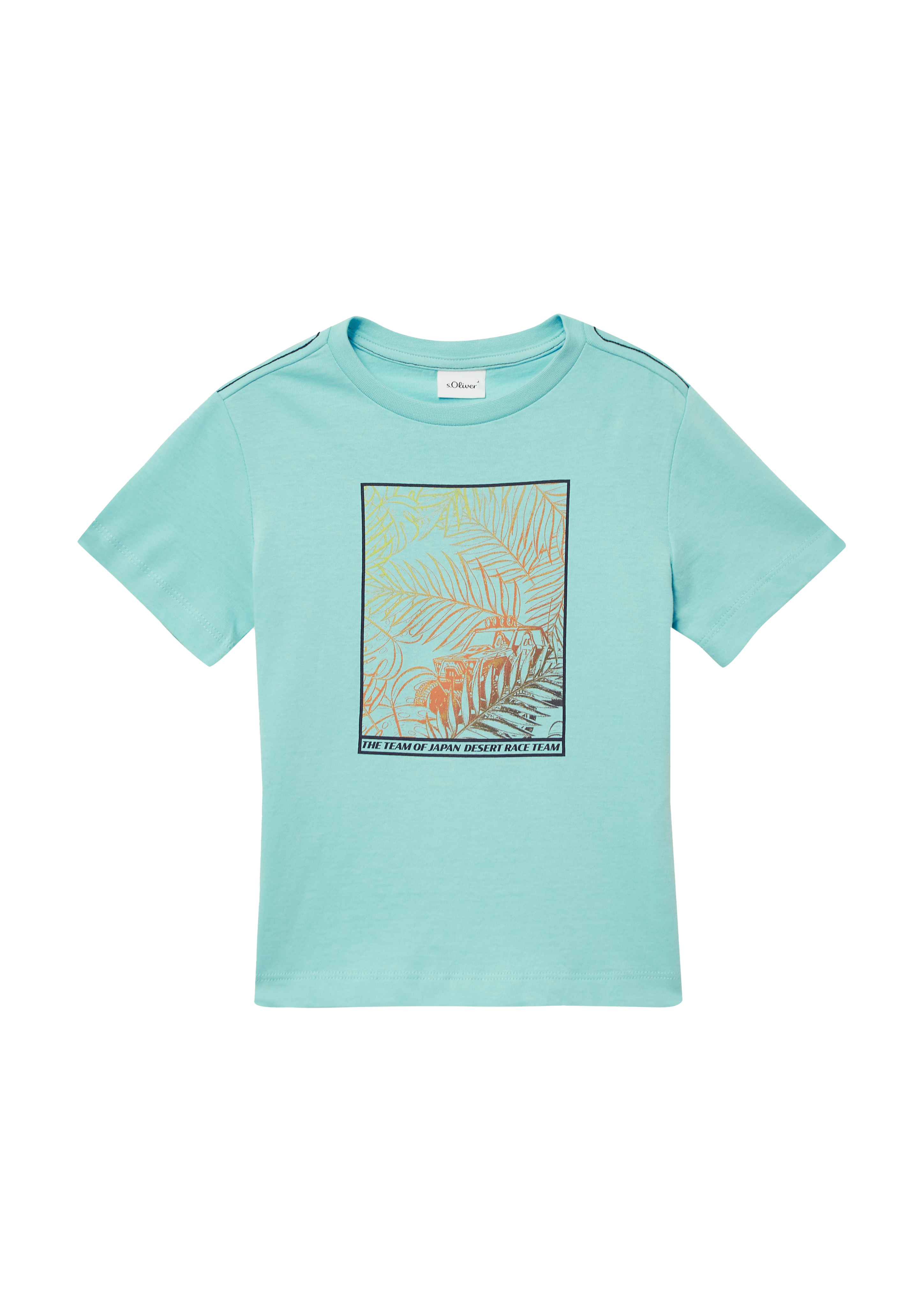 s.Oliver - Jersey-T-Shirt mit Kontrastnähten und Frontprint, Kinder, türkis