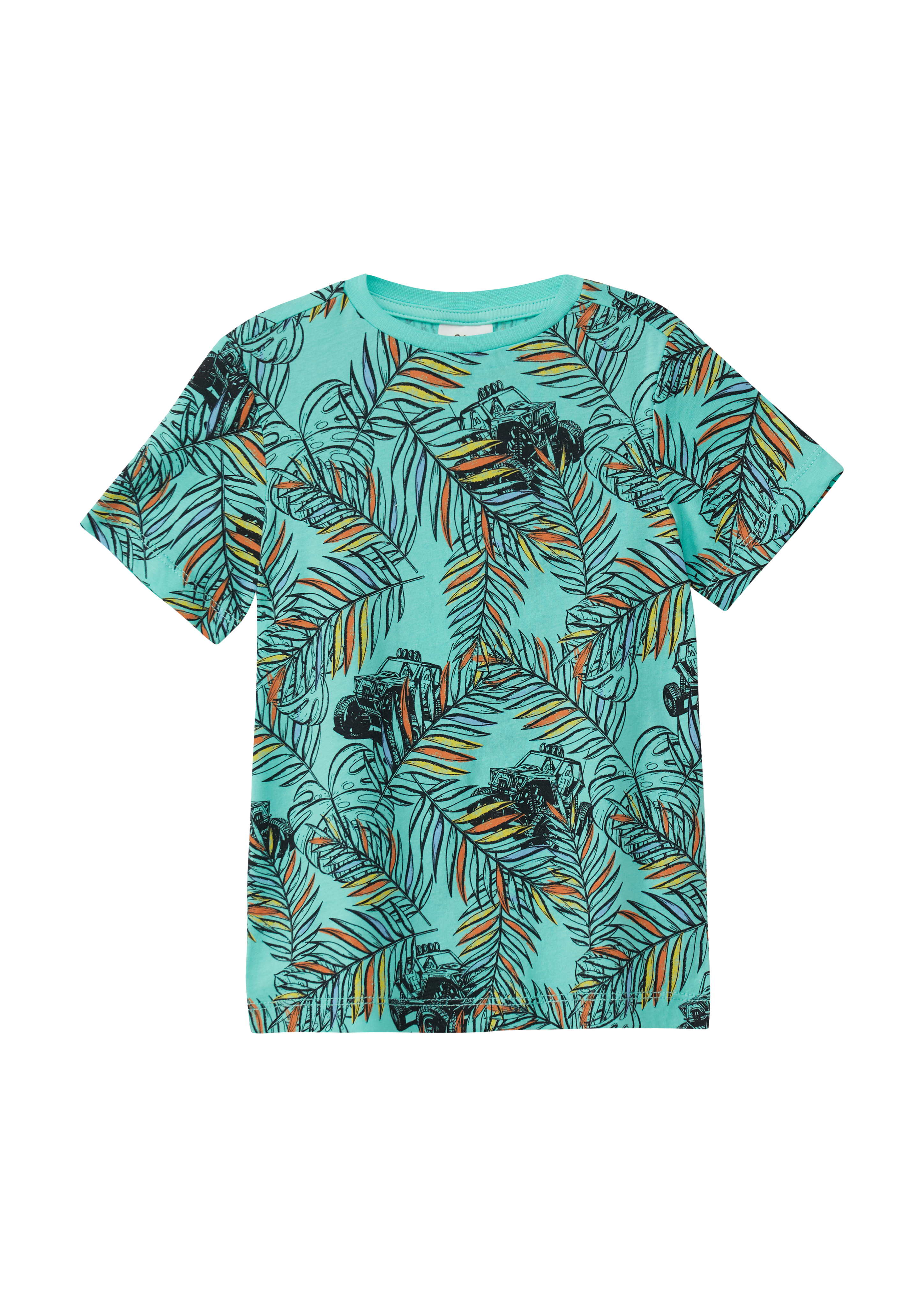 s.Oliver - Gemustertes T-Shirt aus Baumwolle, Kinder, türkis