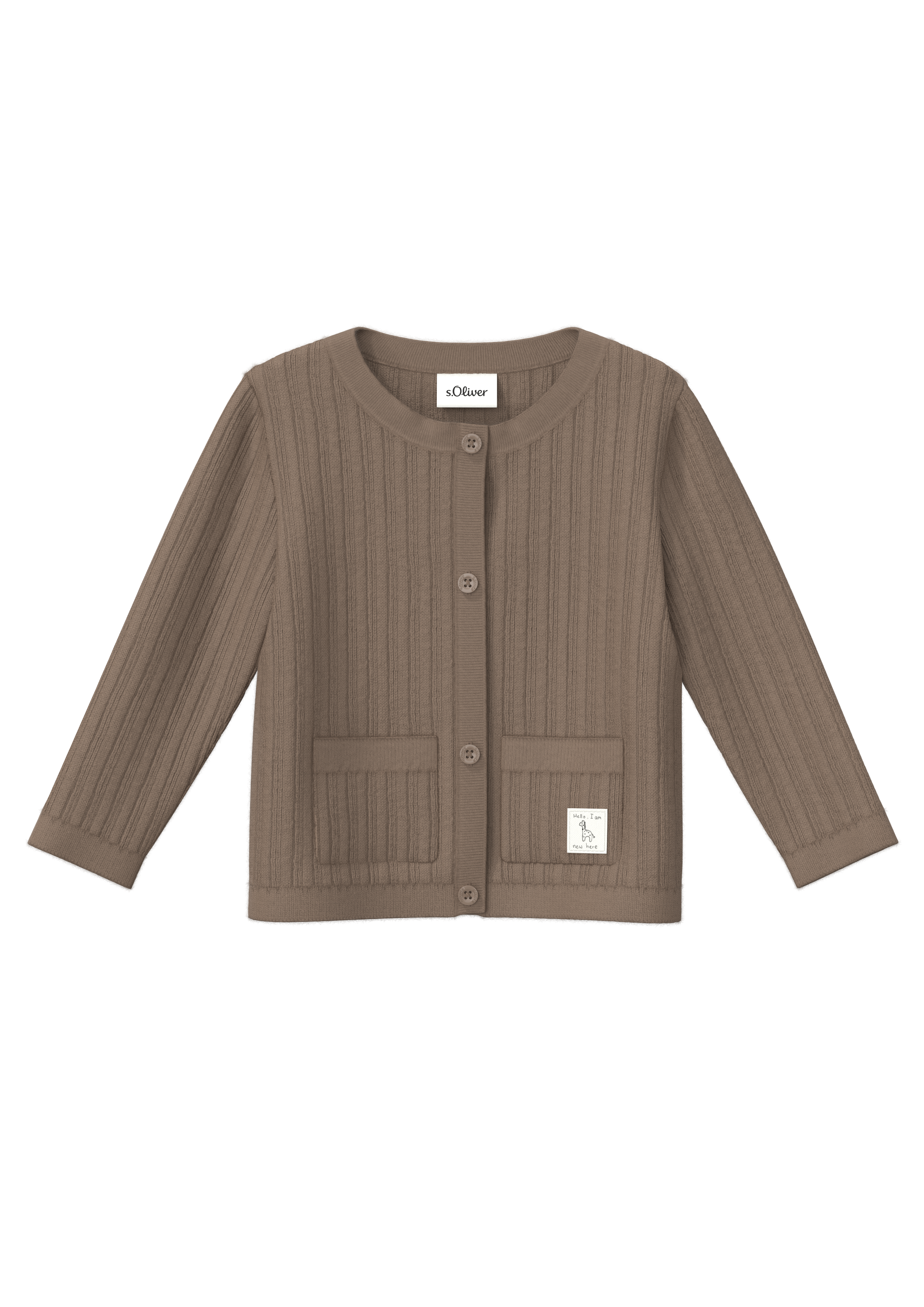 s.Oliver - Unisex Cardigan mit Strickmuster und aufgesetzten Taschen, Babys, braun