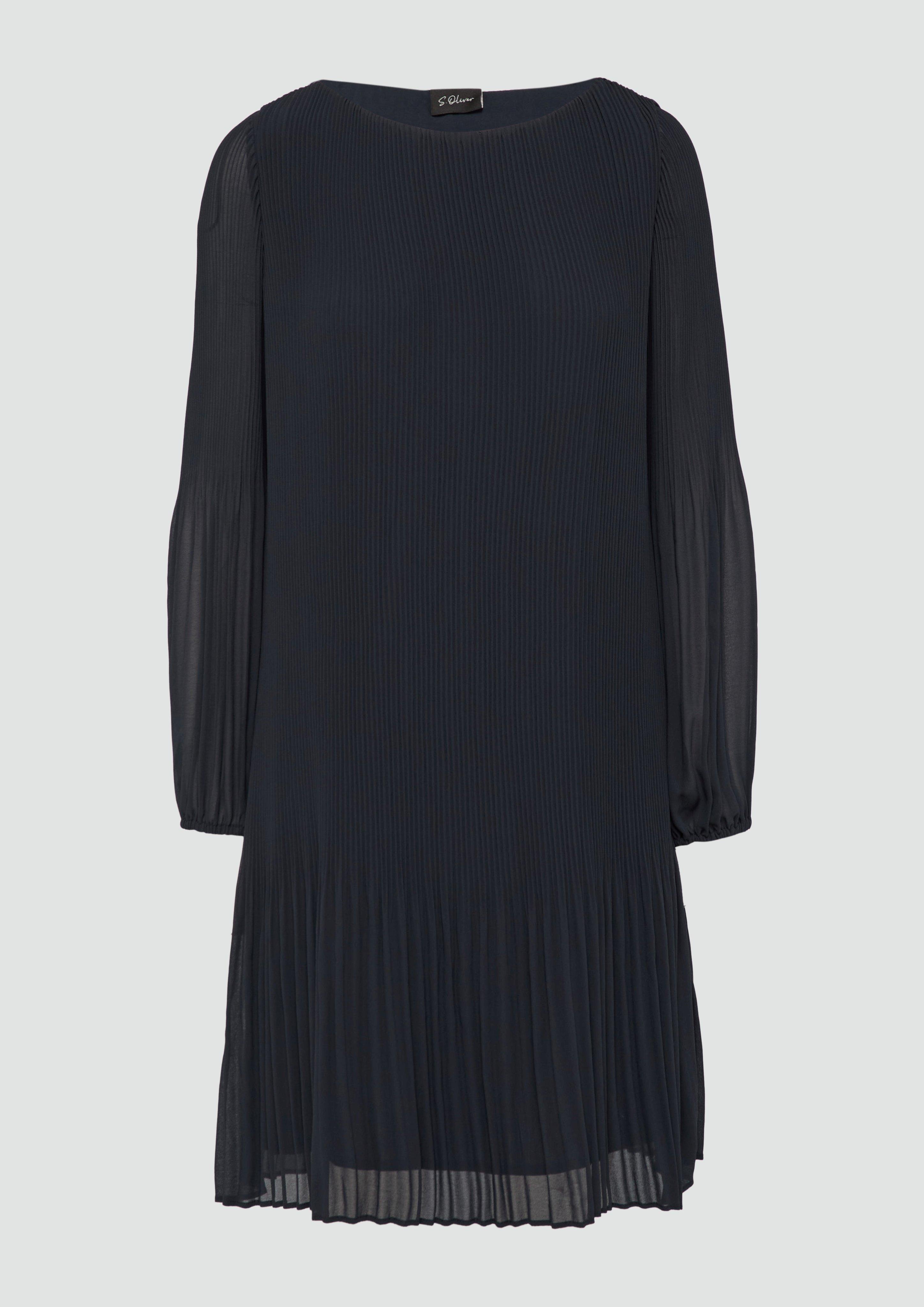 s.Oliver - Chiffonkleid im Relaxed Fit mit Plissee, Damen, blau