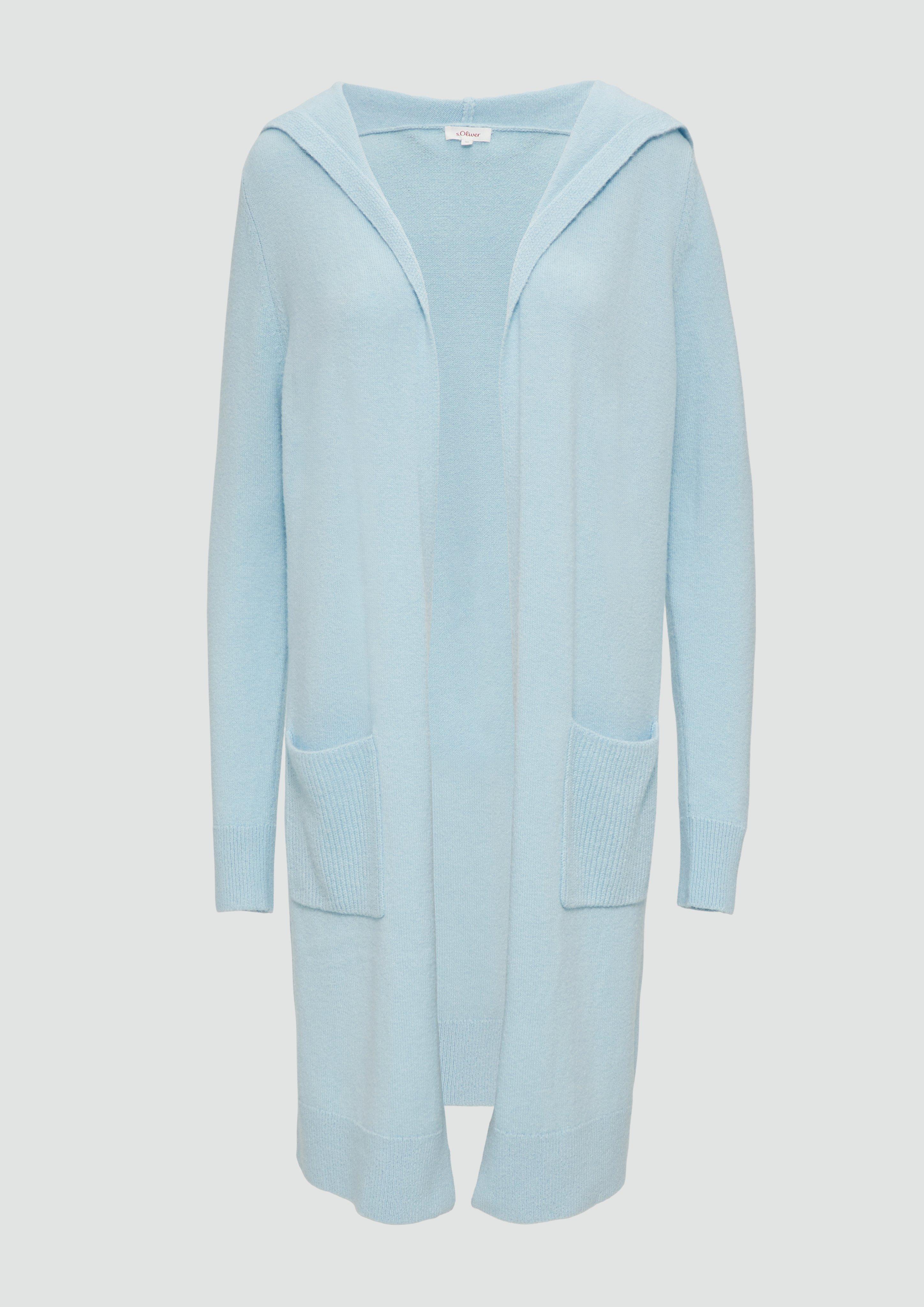 s.Oliver - Long-Cardigan mit Kapuze, Damen, blau